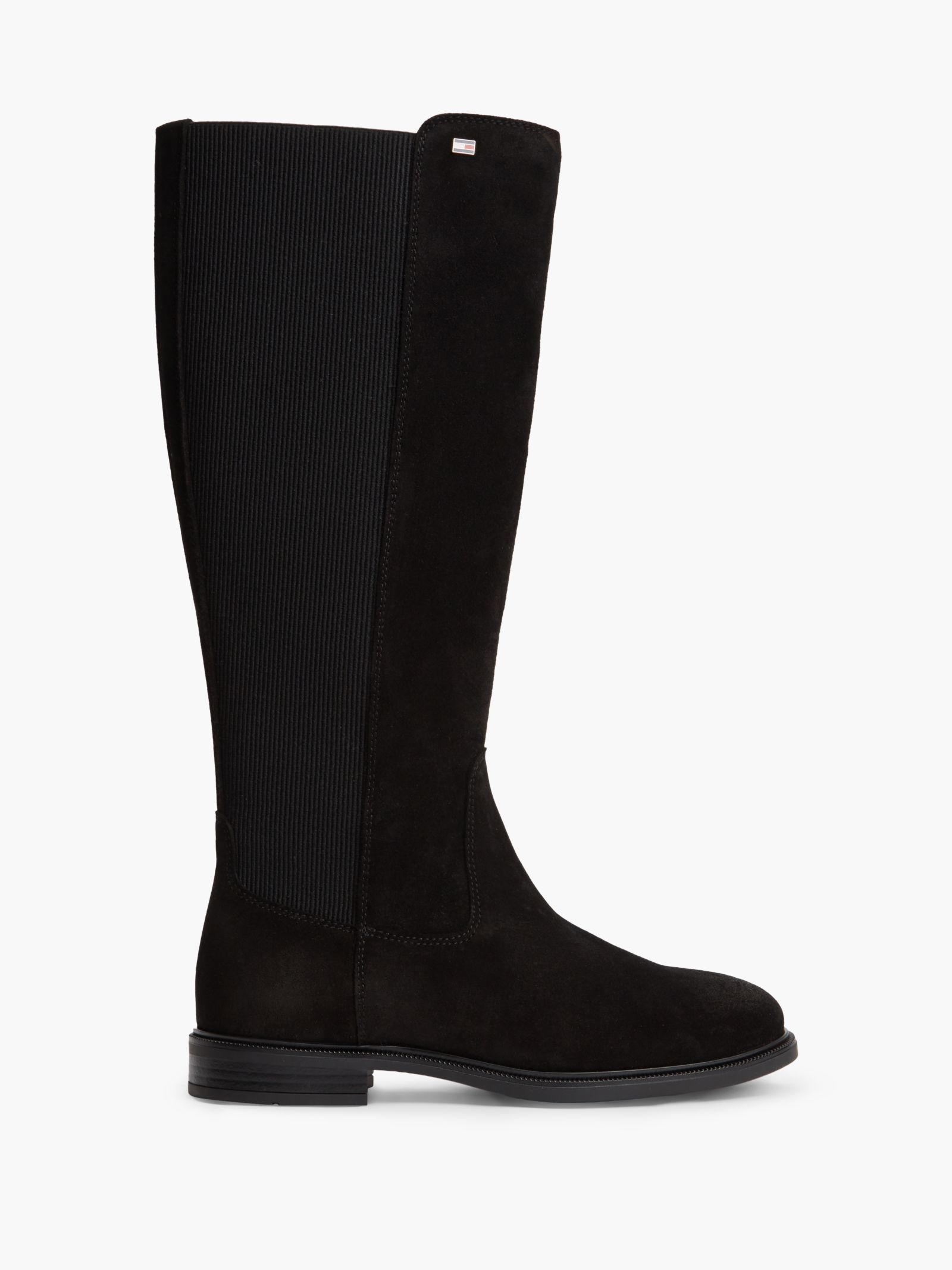 Tommy Hilfiger Chelsea Boot van suède met geëmailleerde vlag in zwart