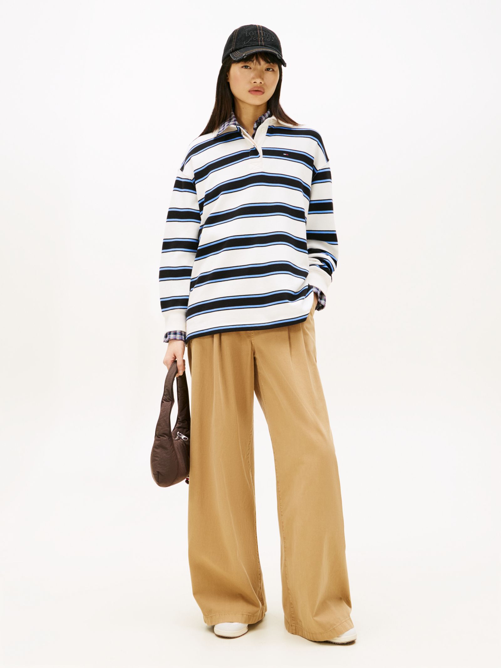 Tommy Jeans Geplooide twill chino met wijde broekspijpen