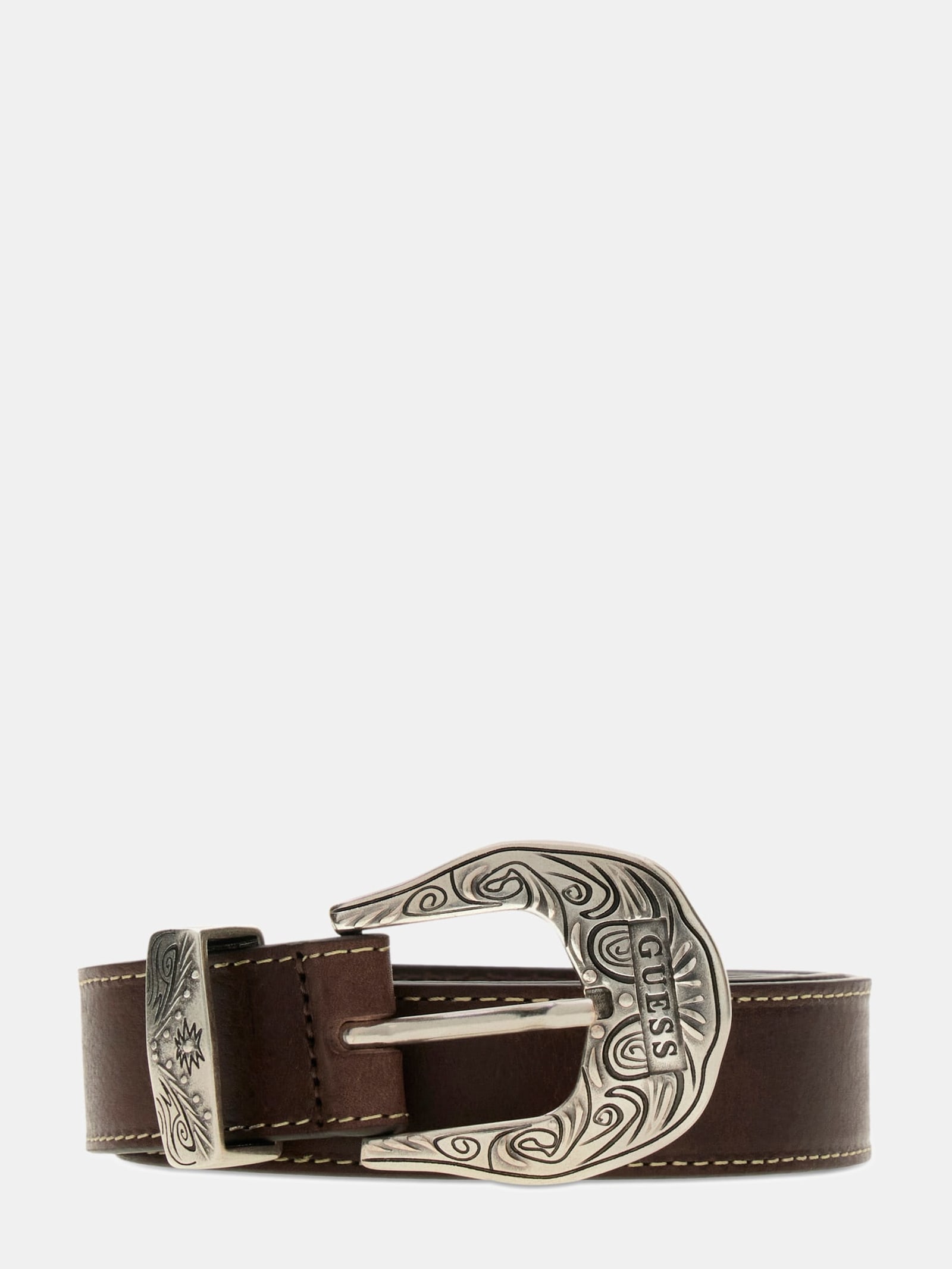 Guess Echte Leren Riem for women in bruin