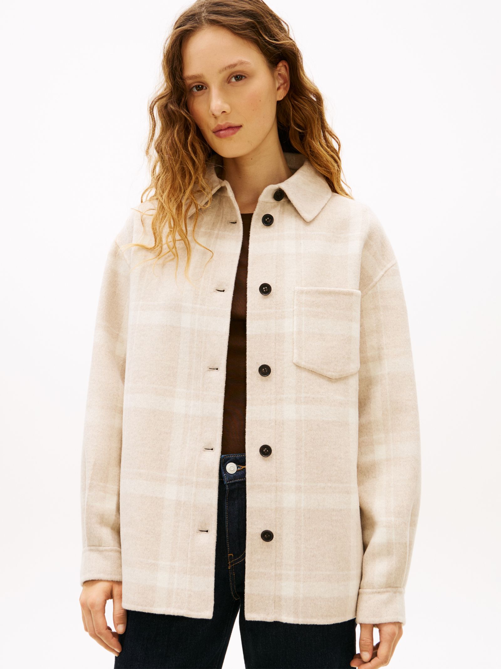 Tommy Hilfiger Regular fit wolmix shirtjack met borstzak