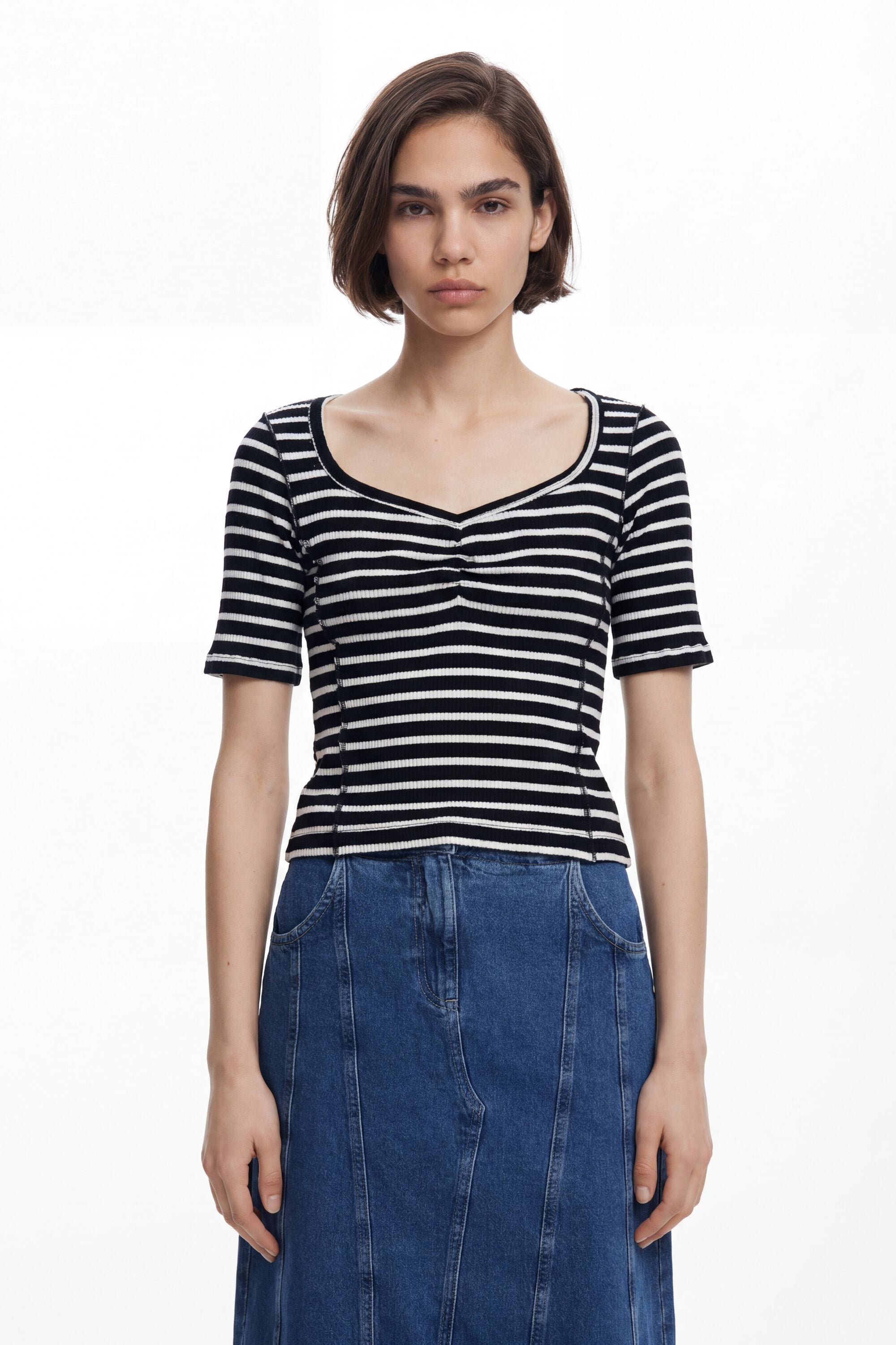 Desigual Gestreept T-shirt voor dames in zwart