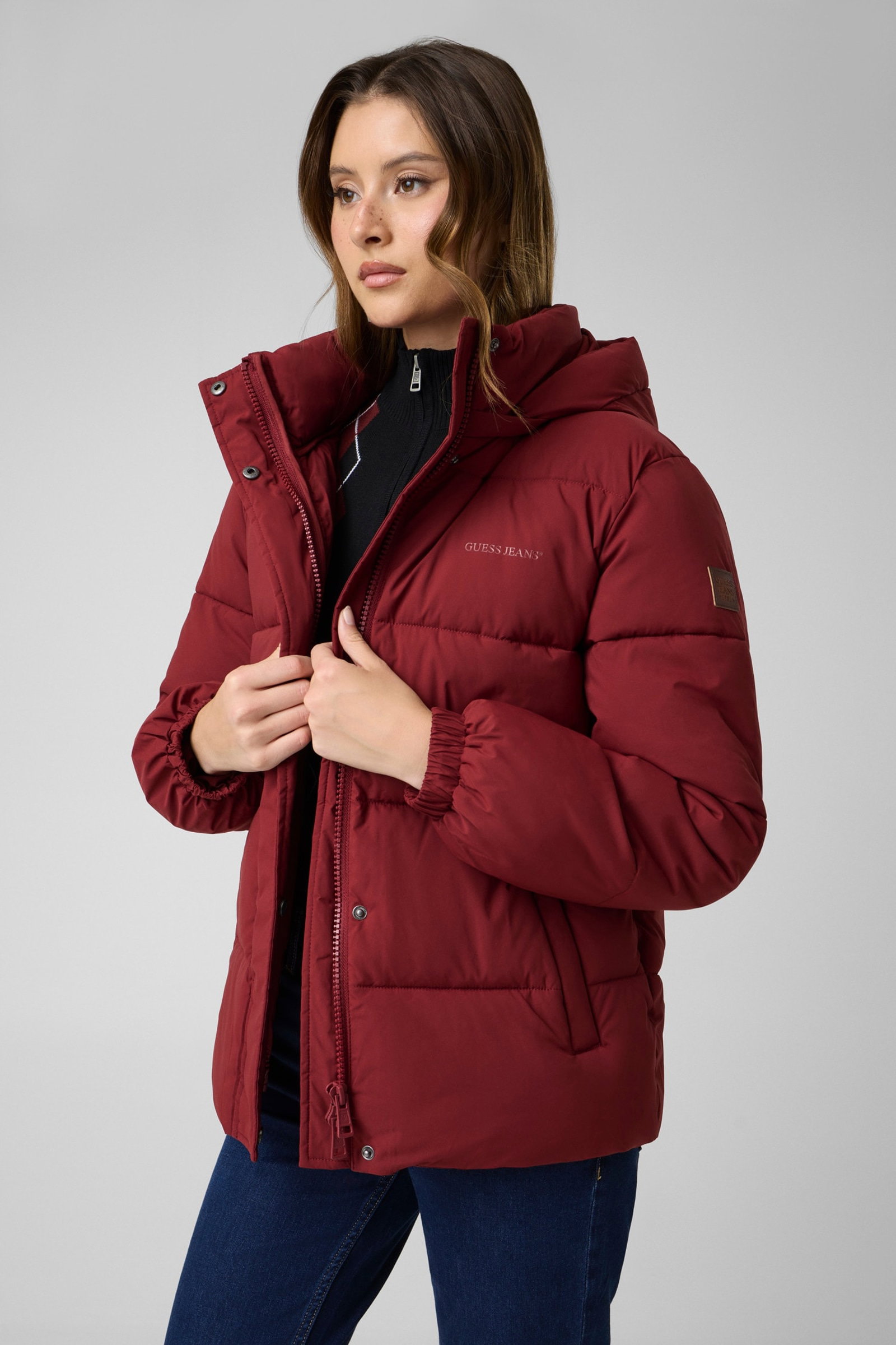 Guess Pufferjack Met Regular Lengte in rood