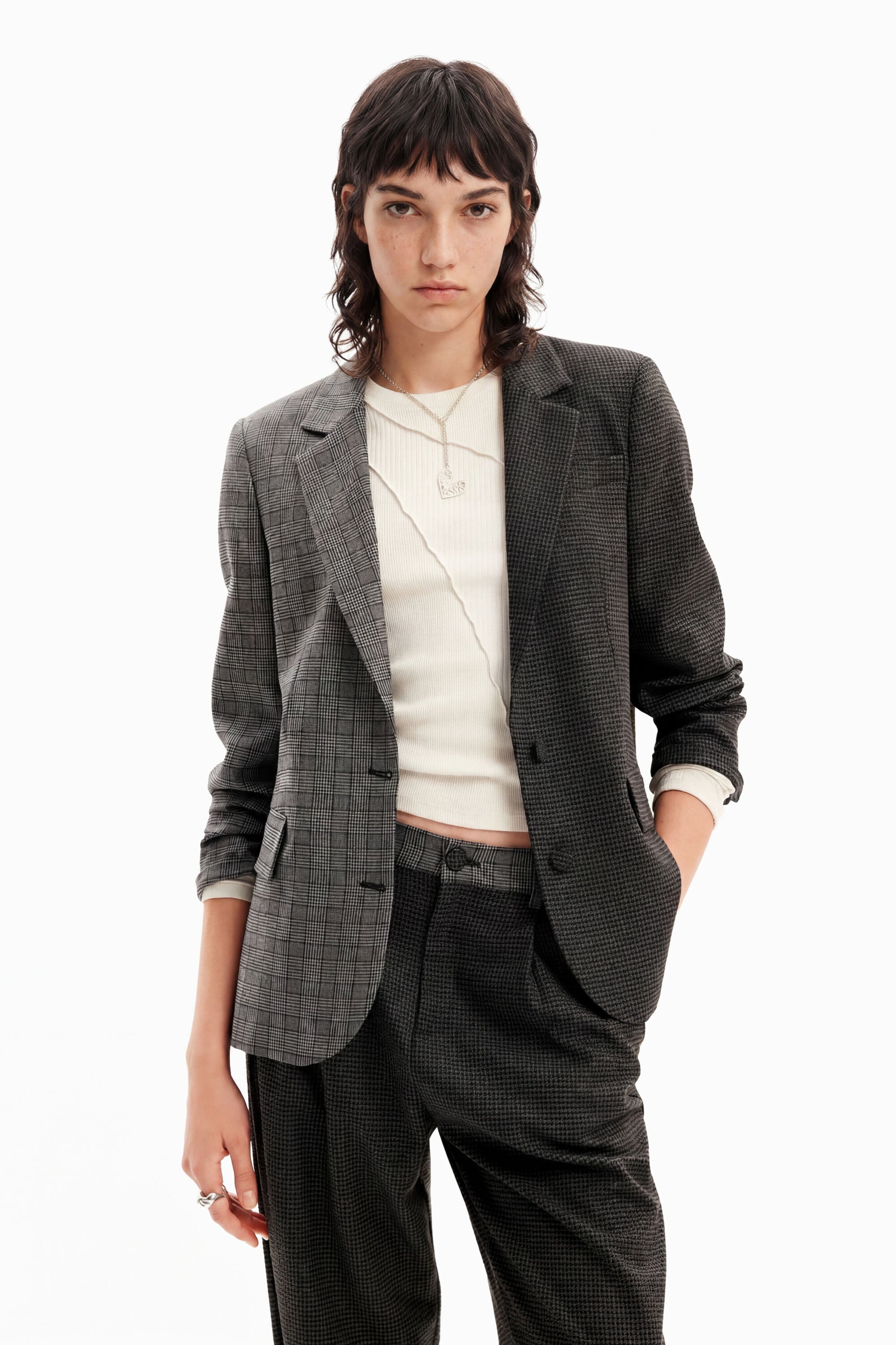 Desigual Rechte blazer Prince of Wales patch