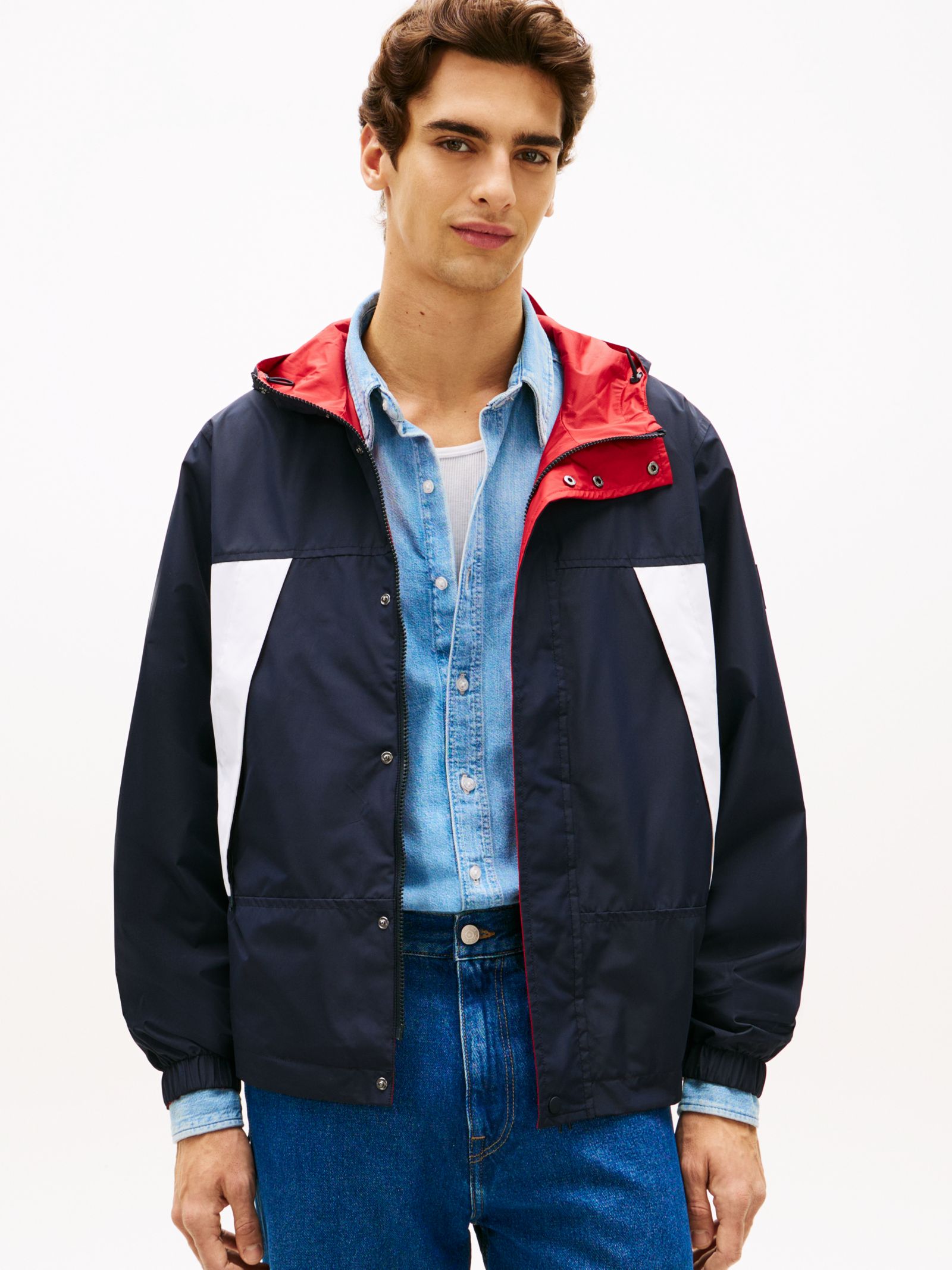 Tommy Hilfiger Reversible colour blocked jack met capuchon