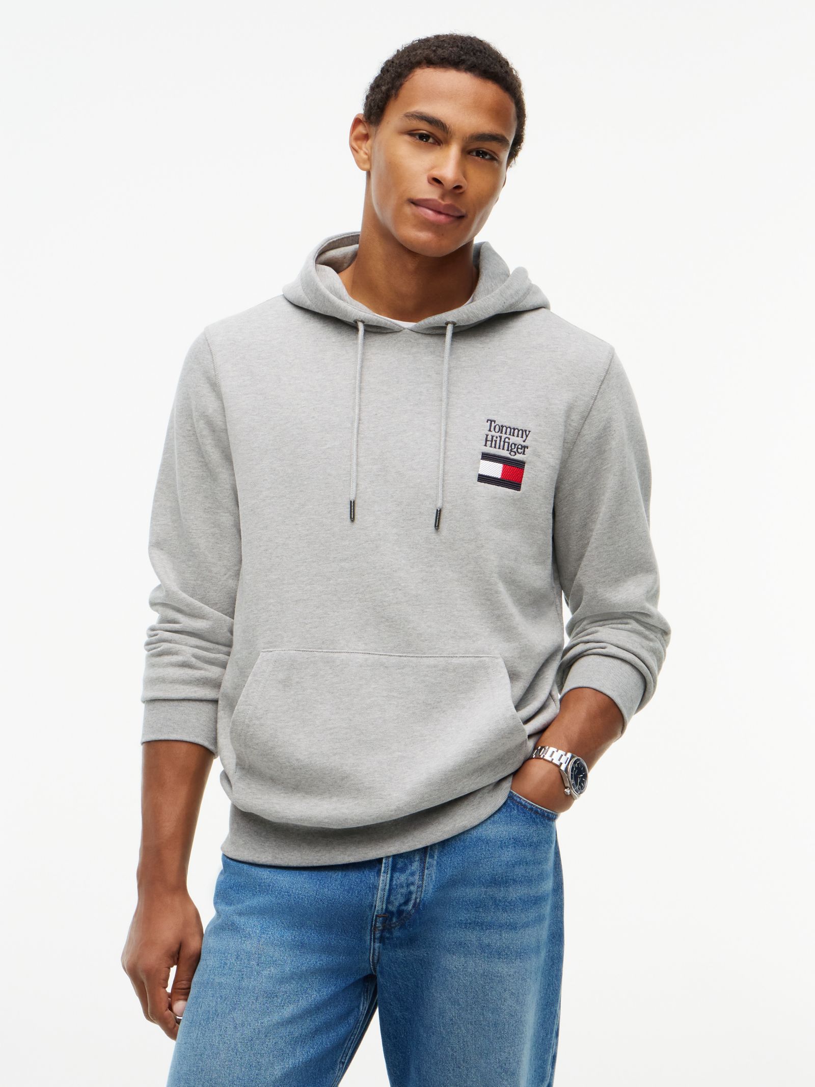 Tommy Hilfiger Terry hoodie met trekkoord en stacklogo in grijs