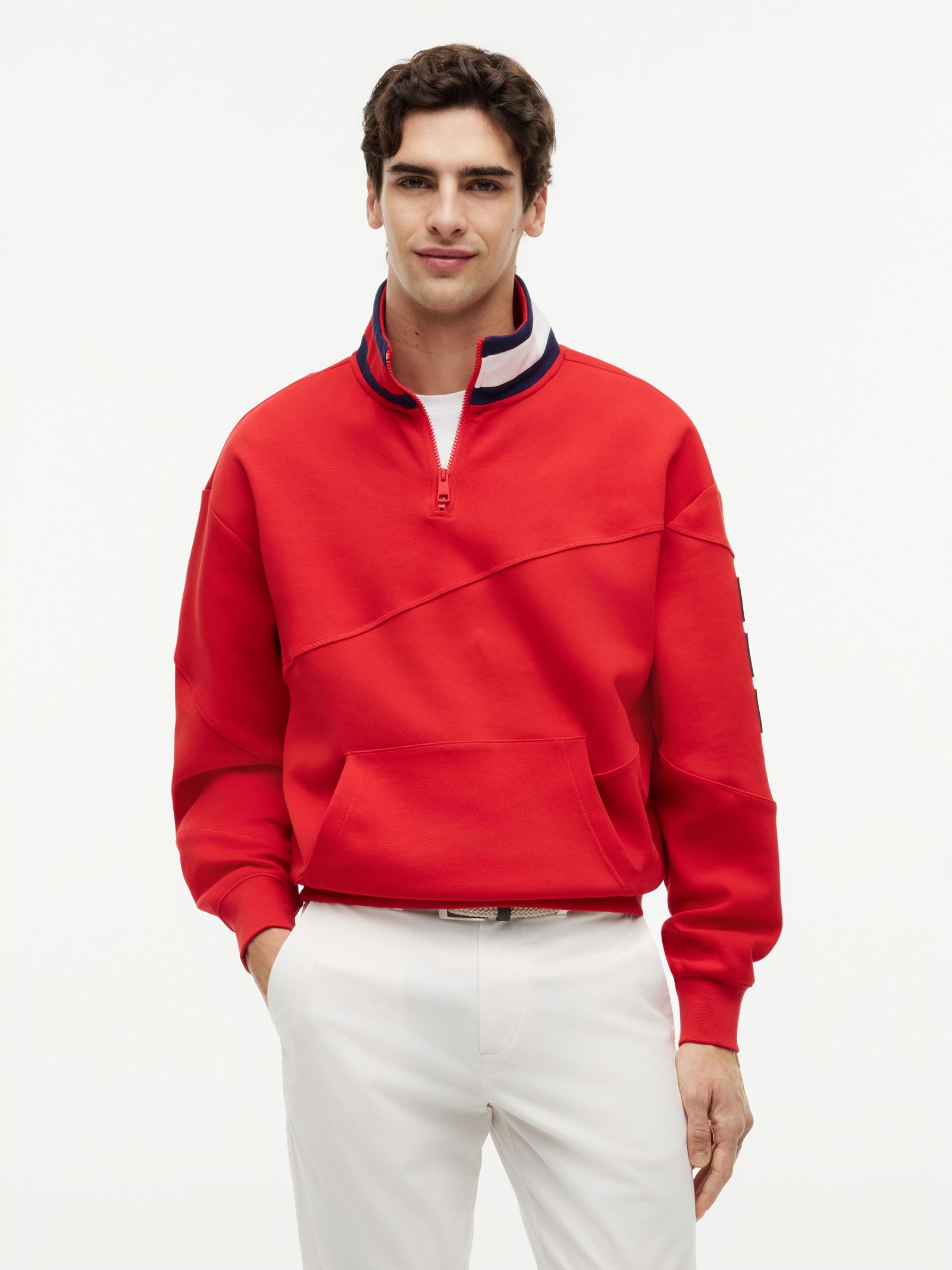 Tommy Hilfiger Tommy X US Sail GP Team Sweatshirt met 1 4 rits in rood