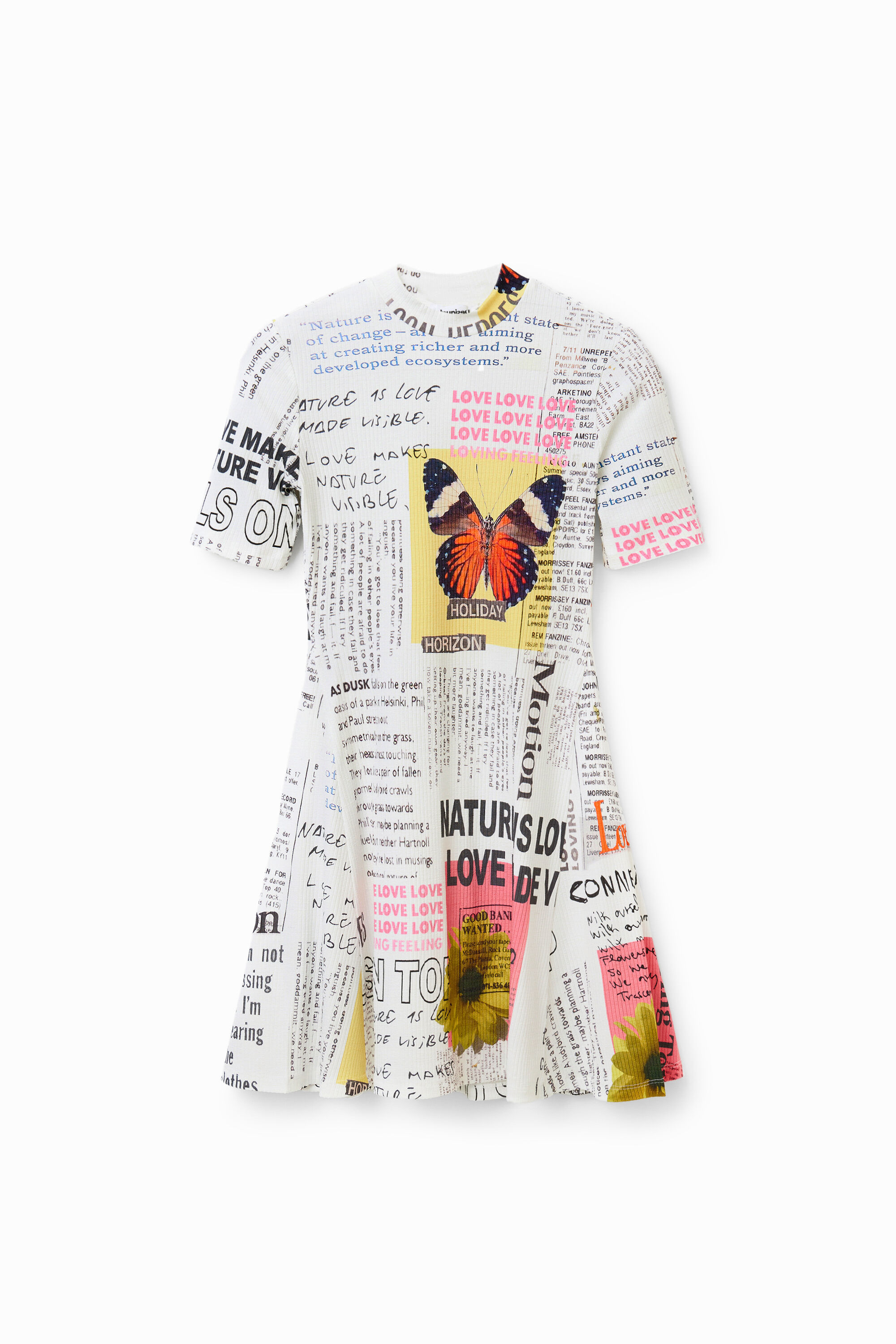 Desigual Korte skaterjurk met kranten