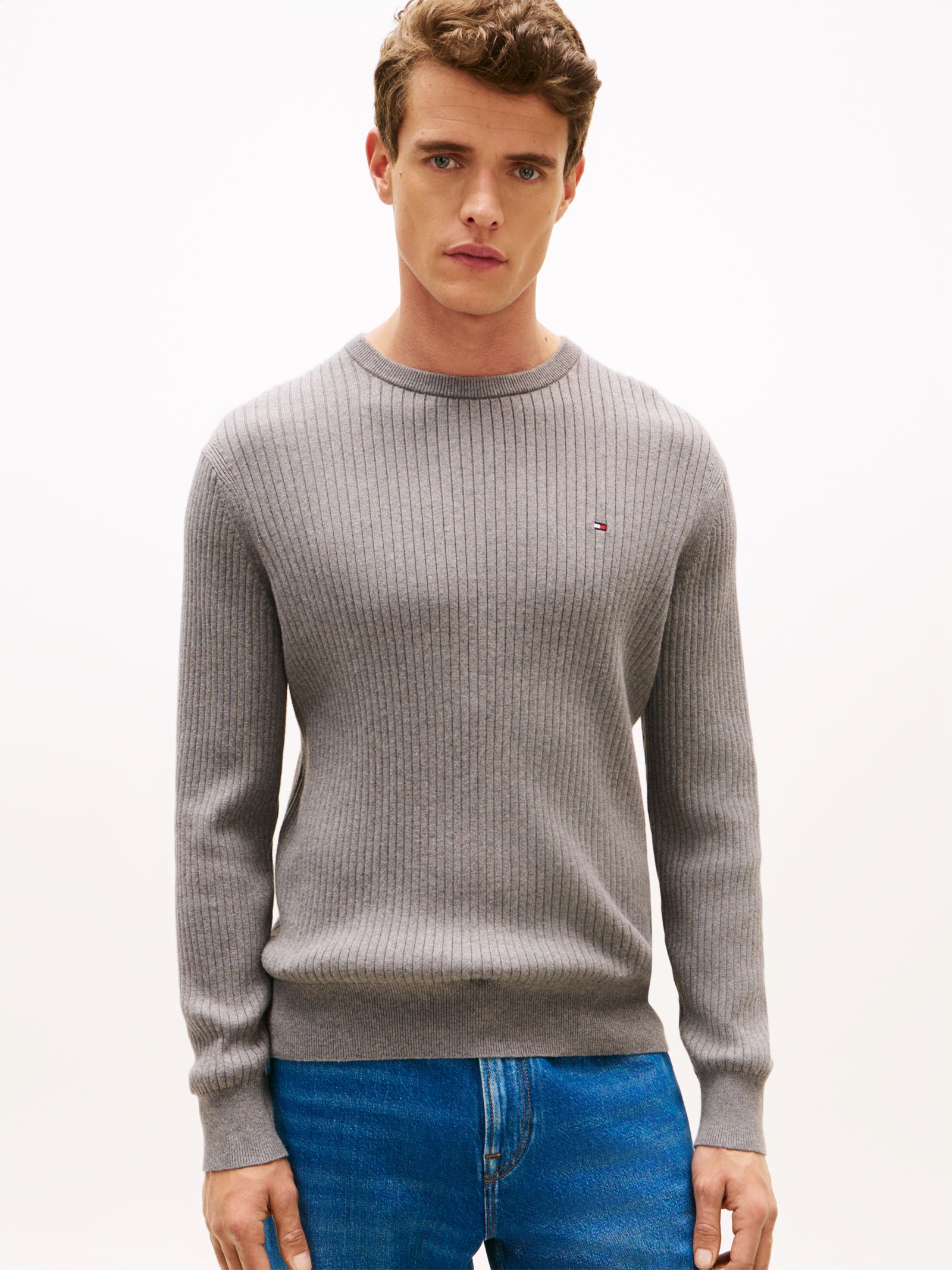 Tommy Hilfiger Ribgebreide trui met ronde hals en kasjmier