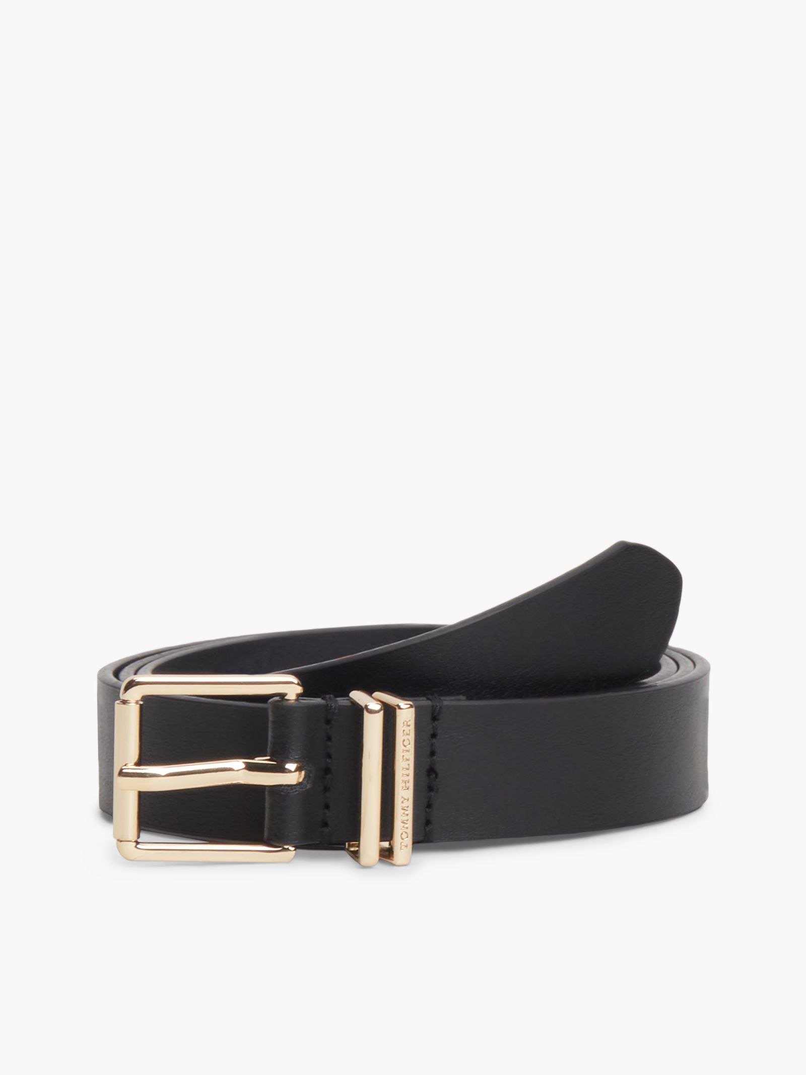 Tommy Hilfiger Leren riem met vierkante gesp en dubbele lus in zwart