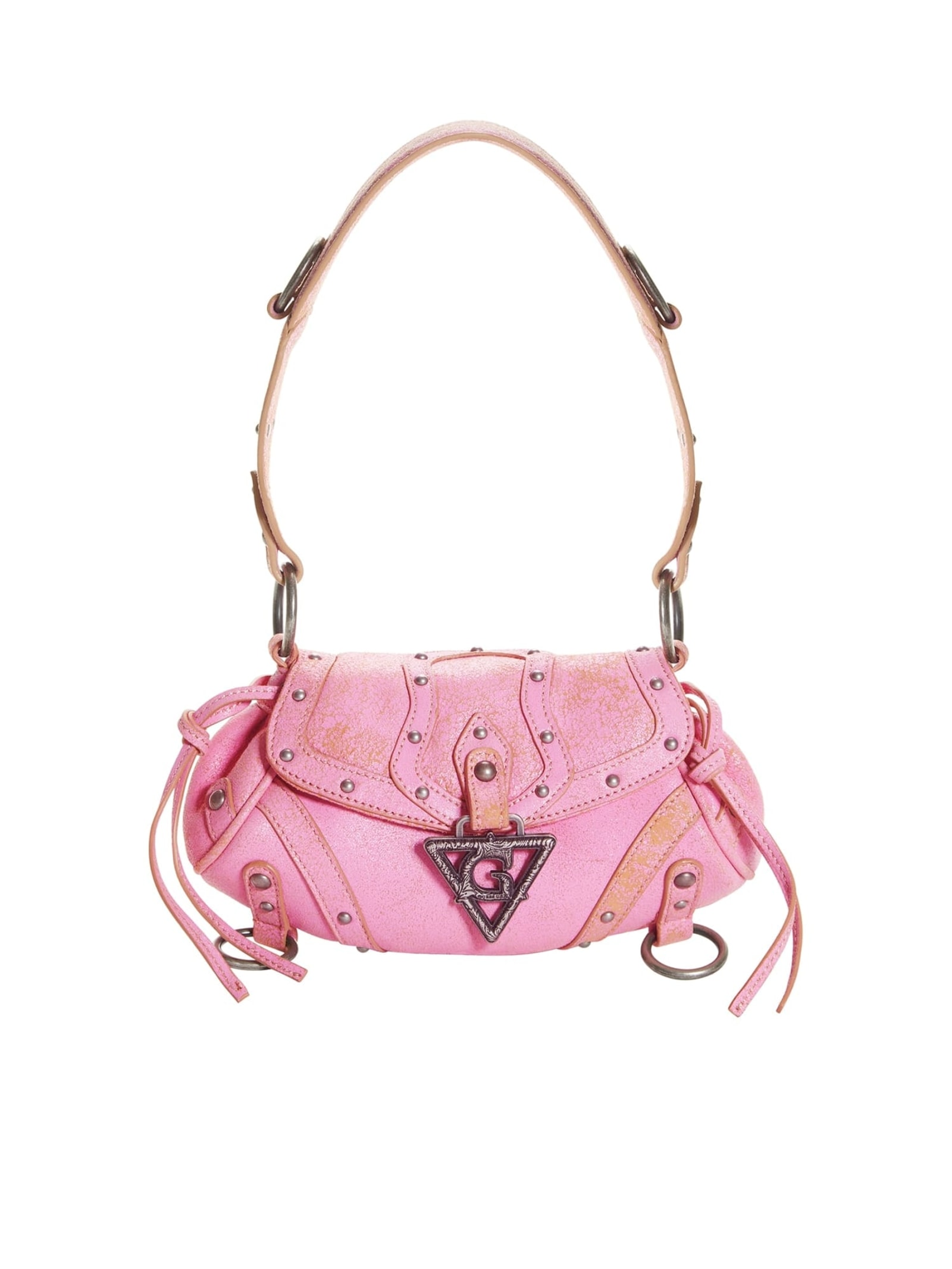 Guess Mini-Schoudertas Van Echt Leer in roze