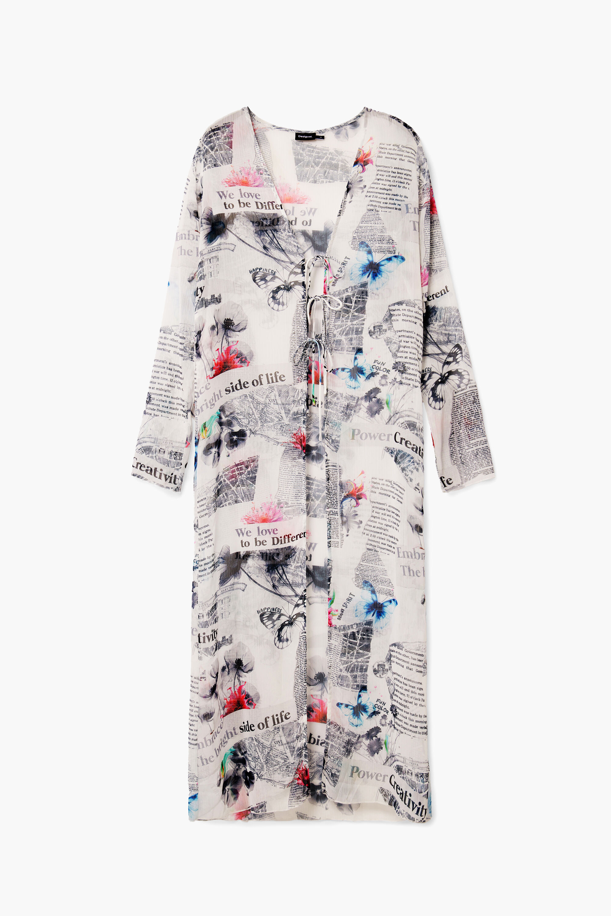 Desigual Lange blouse met krantenprint