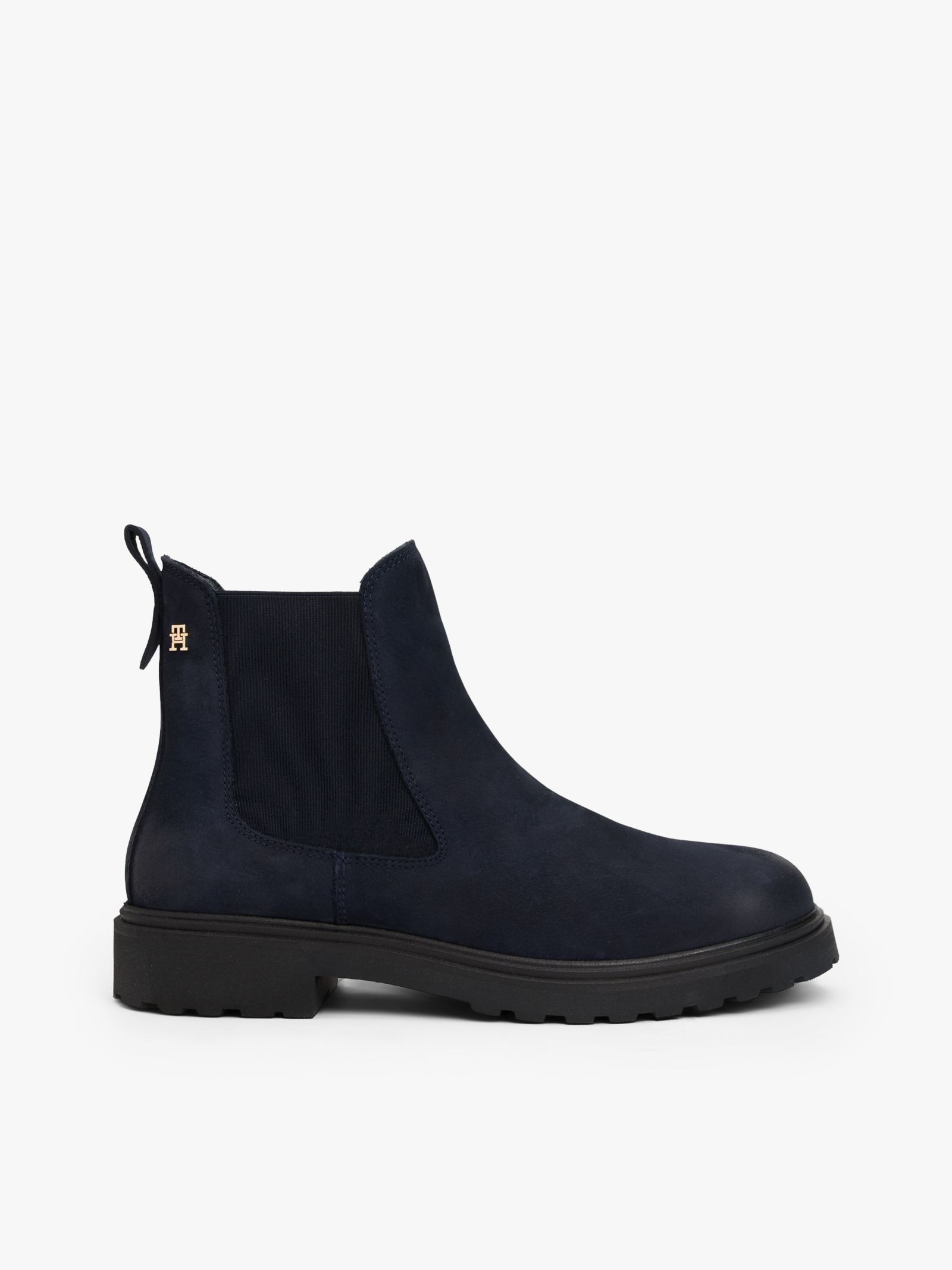 Tommy Hilfiger leren chelsea boot met profielzool voor dames in marine
