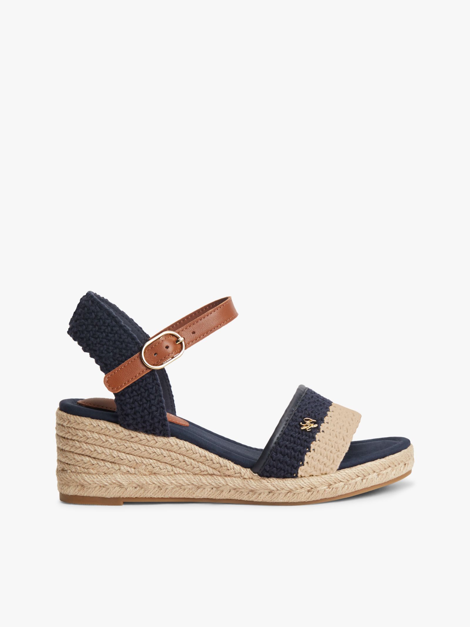Tommy Hilfiger Geweven espadrille met sleehak en metalen logo in marine