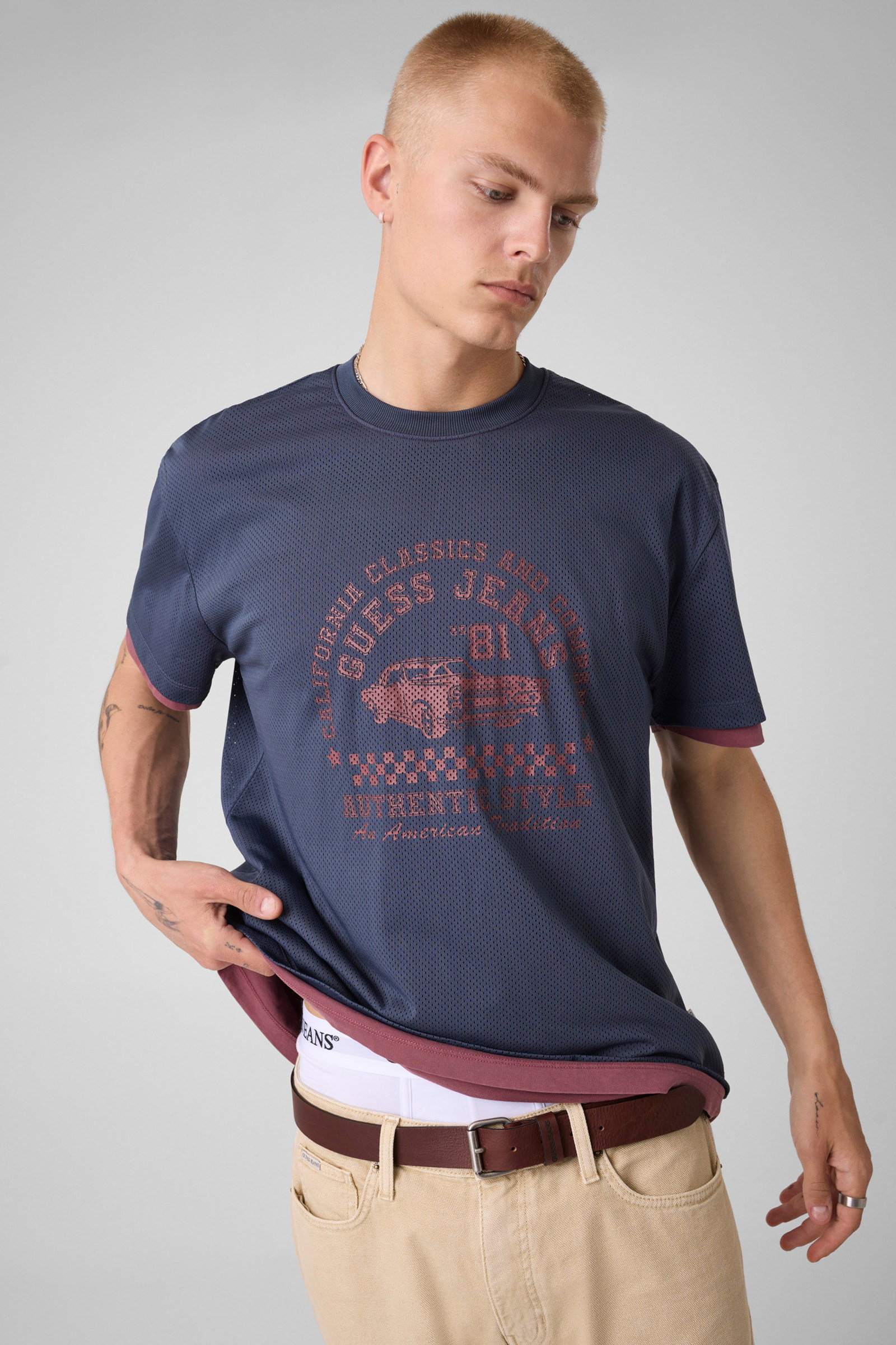 Guess Bedrukt Mesh T-Shirt