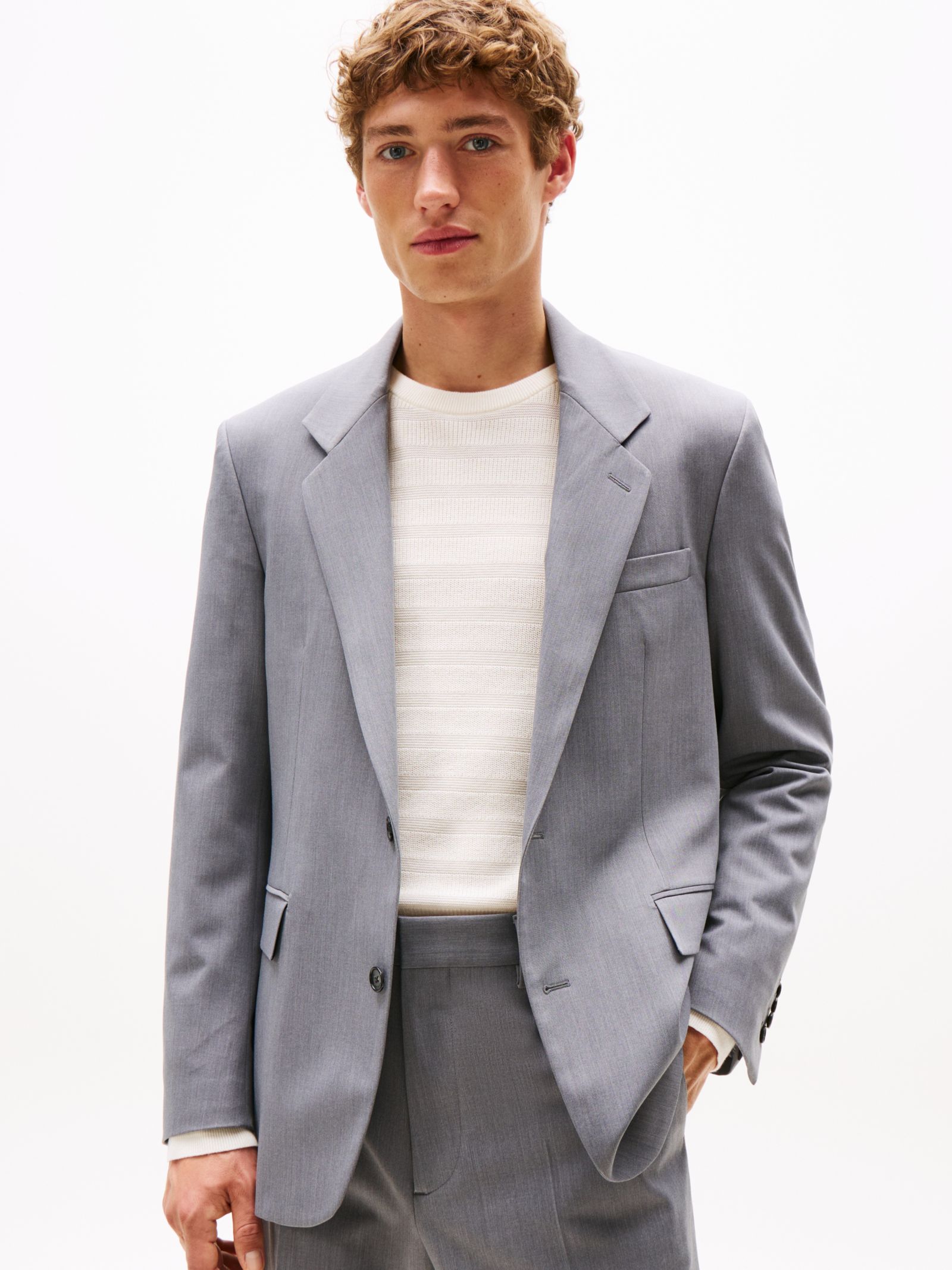 Tommy Hilfiger Single Breasted Twill Blazer met Wol