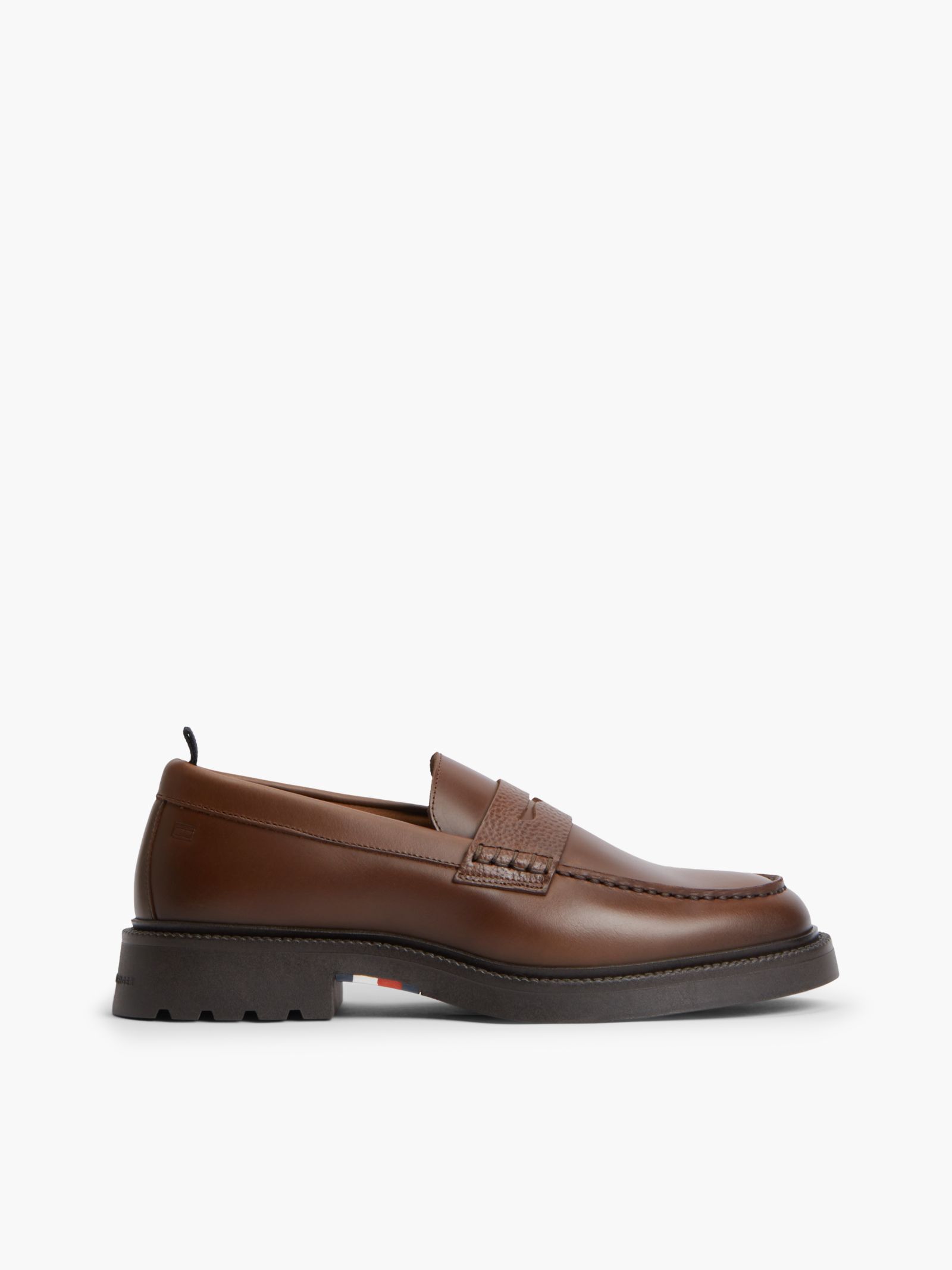 Tommy Hilfiger Leren penny loafer met textuur in bruin