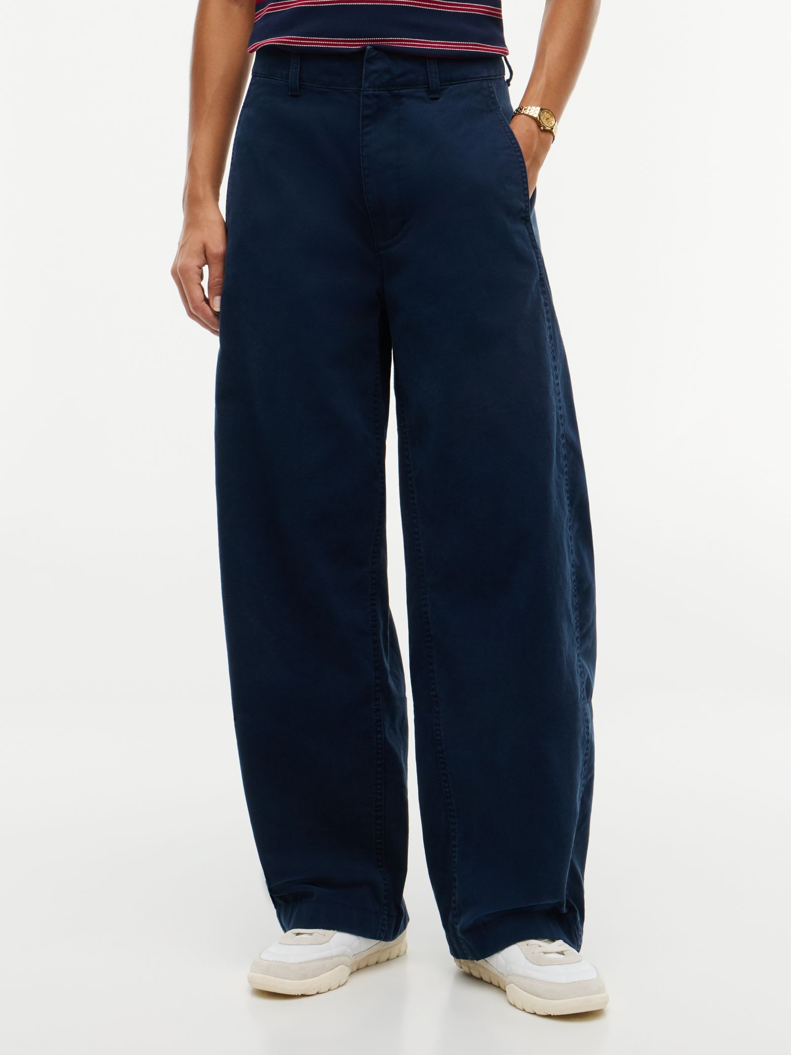 Tommy Jeans Oxford broek met barrel leg in marine