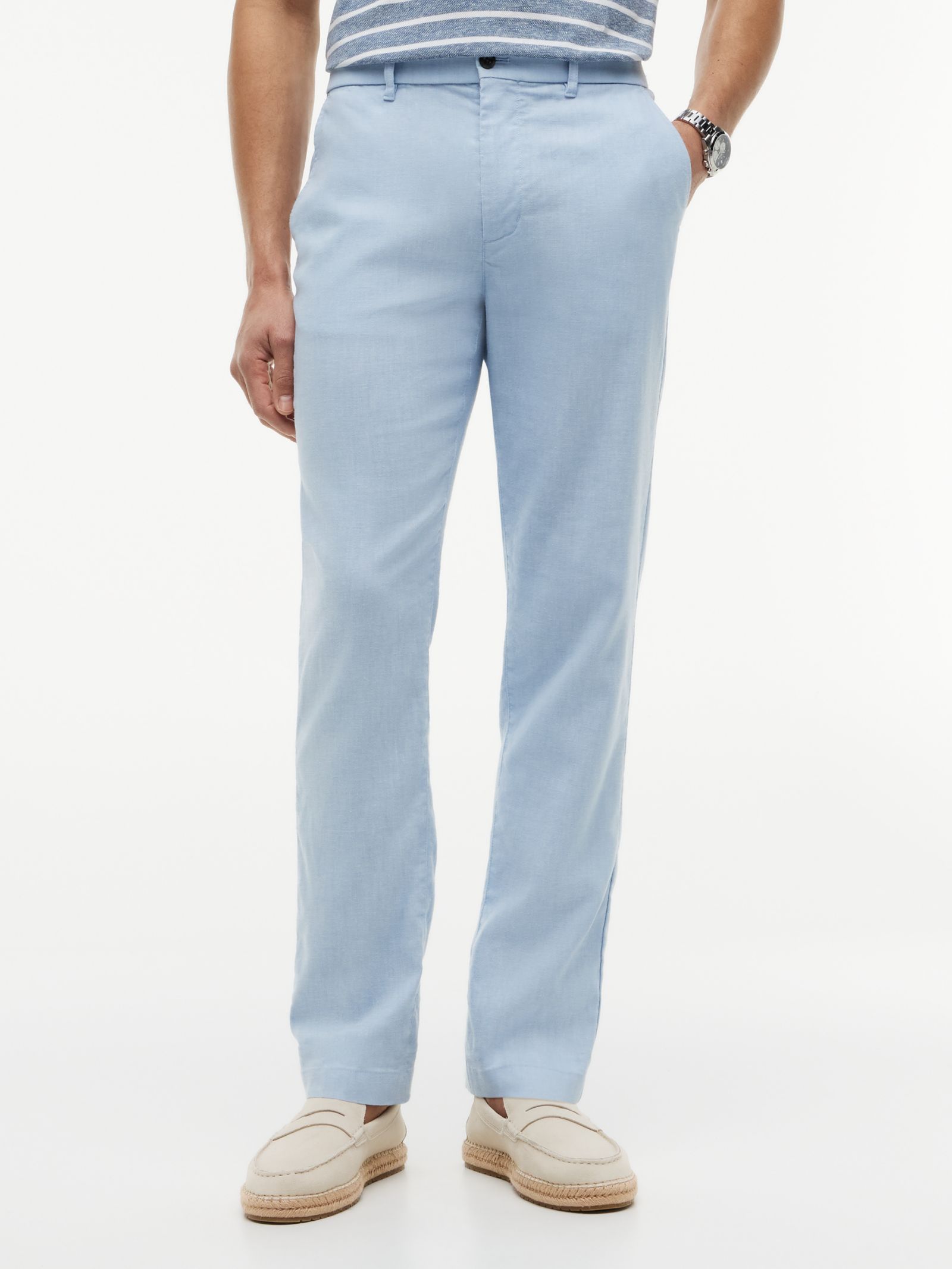 Tommy Hilfiger Denton Slim Straight Chino van Linnenmix in blauw