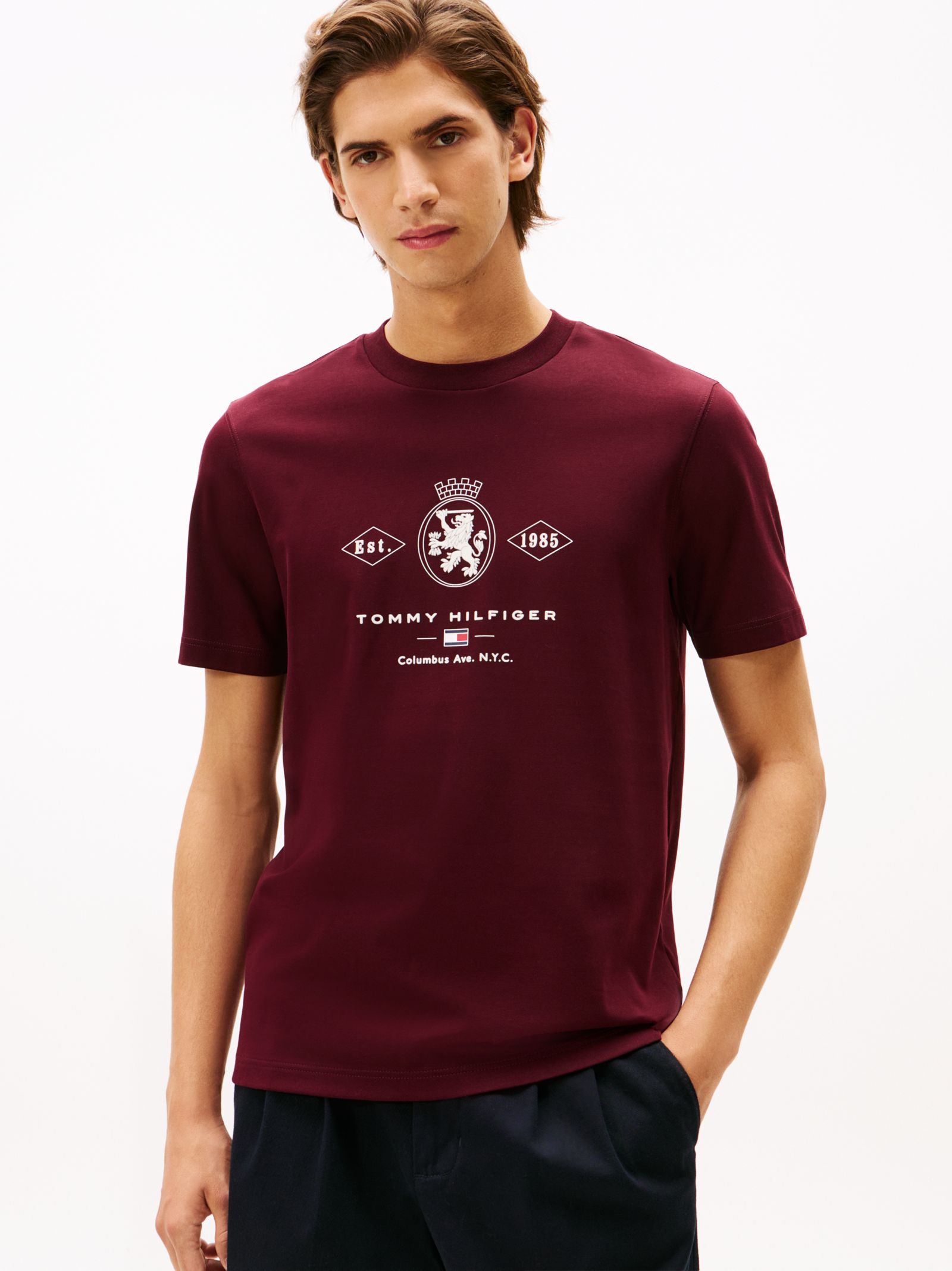 Tommy Hilfiger Varsity T-shirt van interlock met graphic in rood