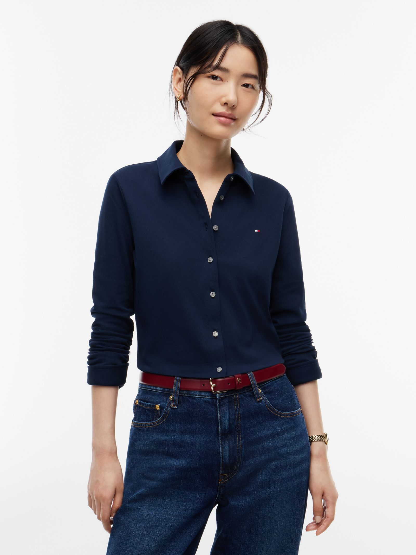 Tommy Hilfiger 1985 slim fit piqué button downoverhemd in marine