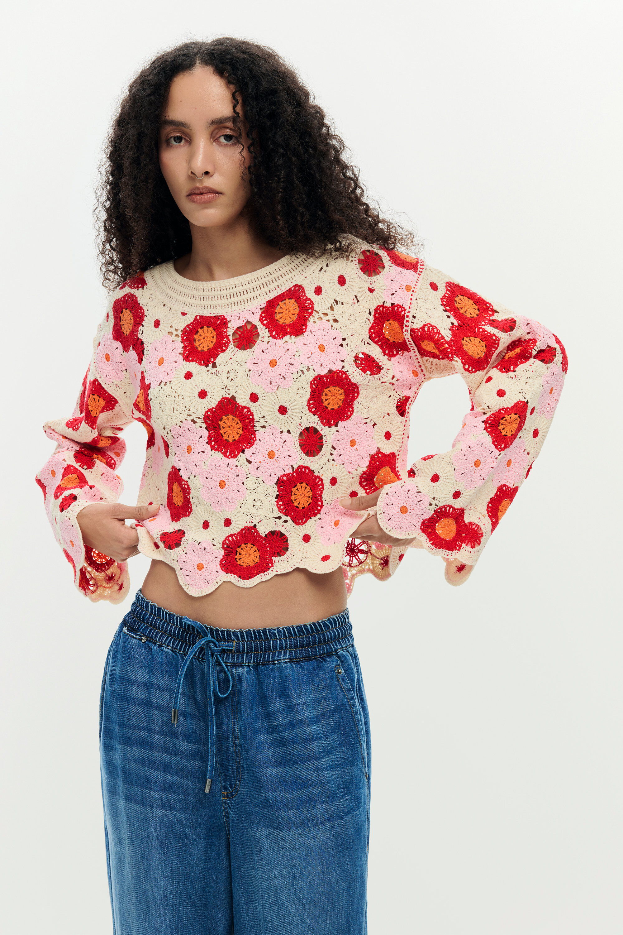 Desigual Multicolor gehaakte top