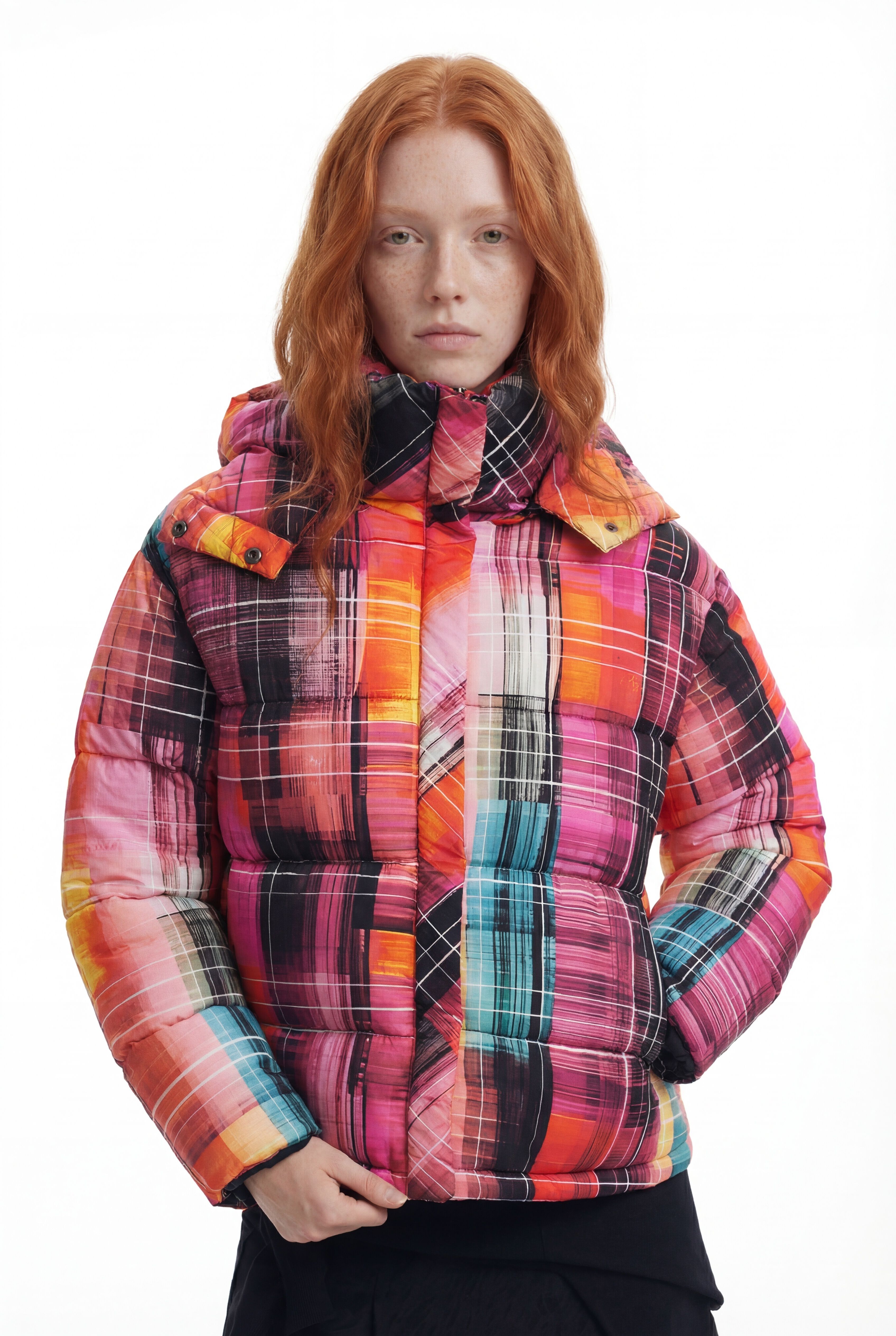 Desigual Gewatteerde geruite jas