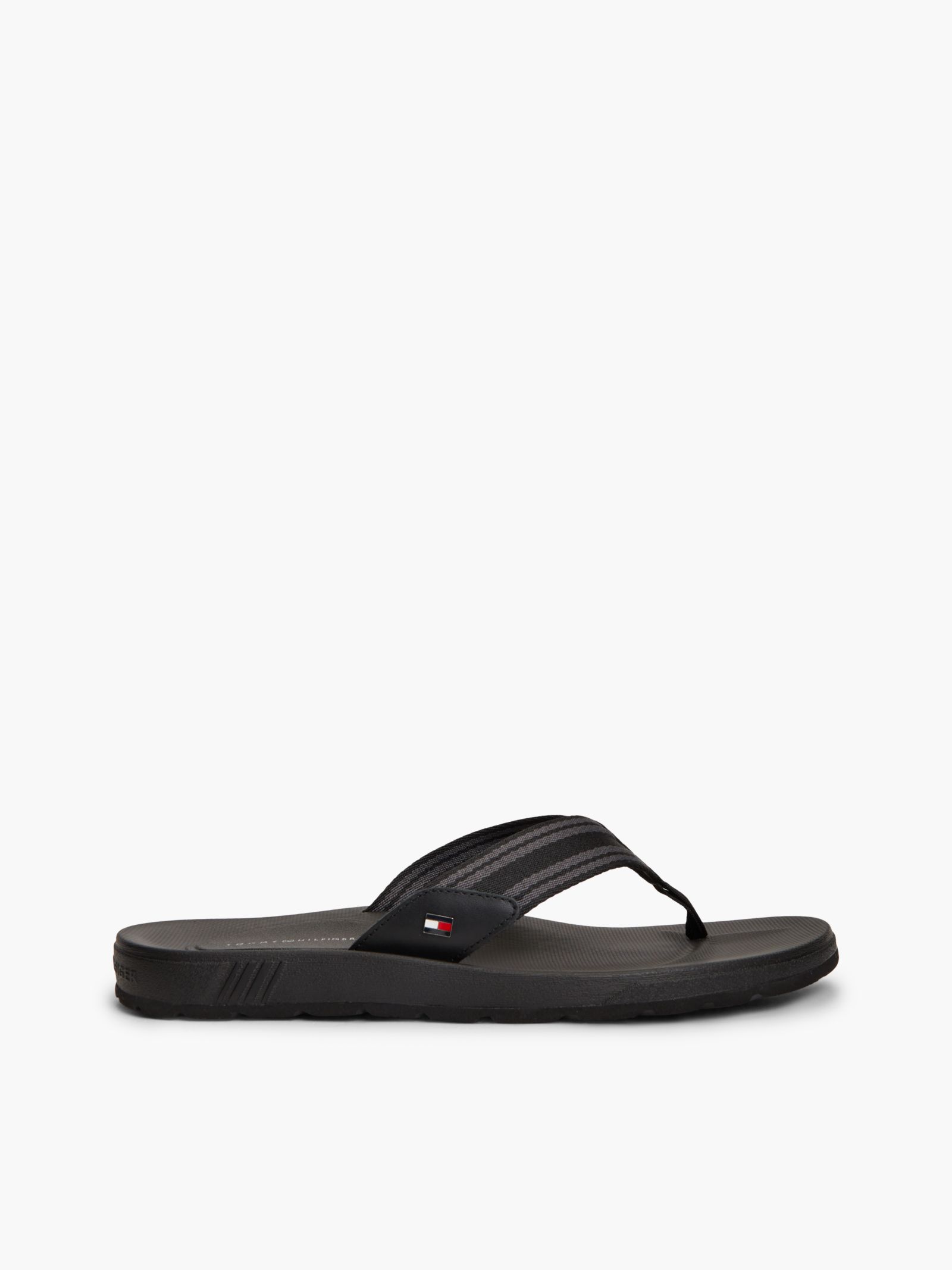 Tommy Hilfiger Teenslipper met gevormd voetbed en webbing bandjes in zwart