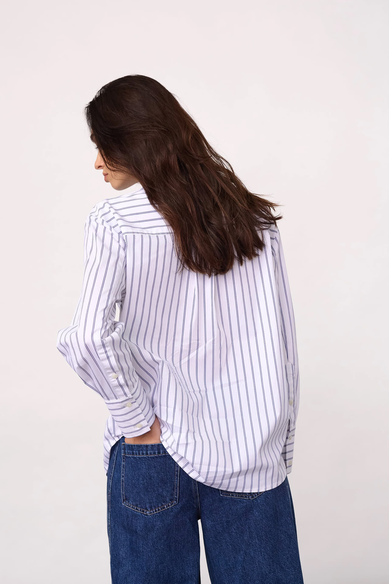 Co’couture Blouse Somo stripe funnel neck Wit dames