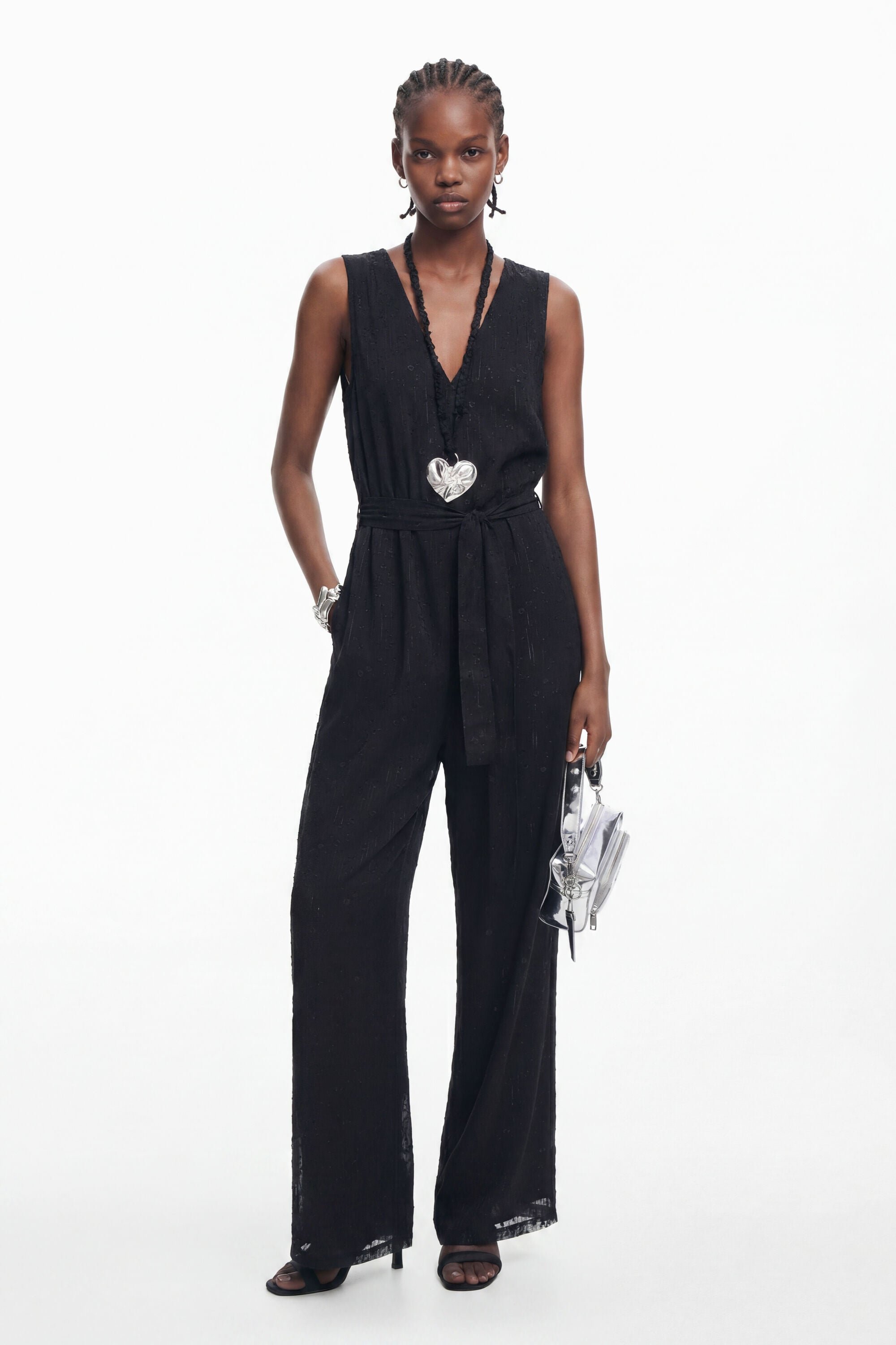 Desigual Glanzende jumpsuit met riem