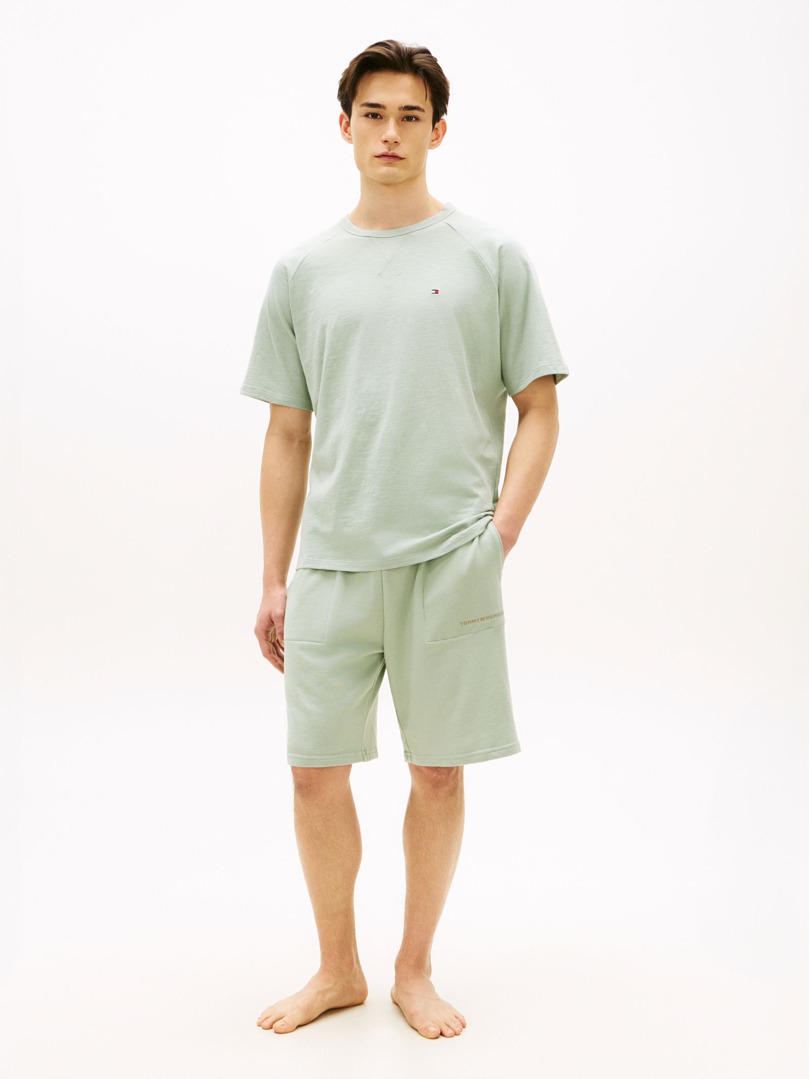 Tommy Hilfiger Essential Terry Lounge Short met logo in groen