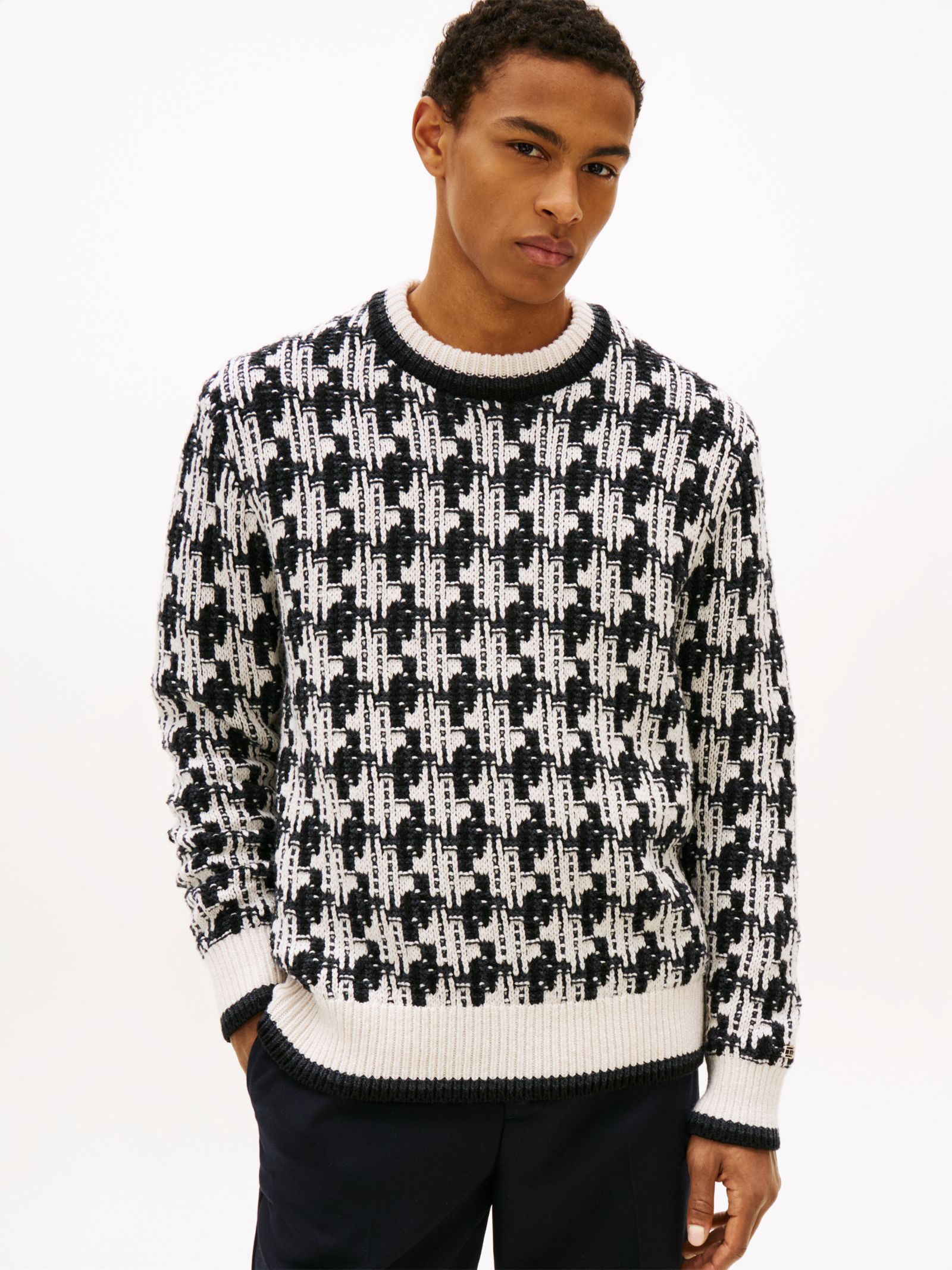 Tommy Hilfiger Wolmix getextureerde trui met pied de poule