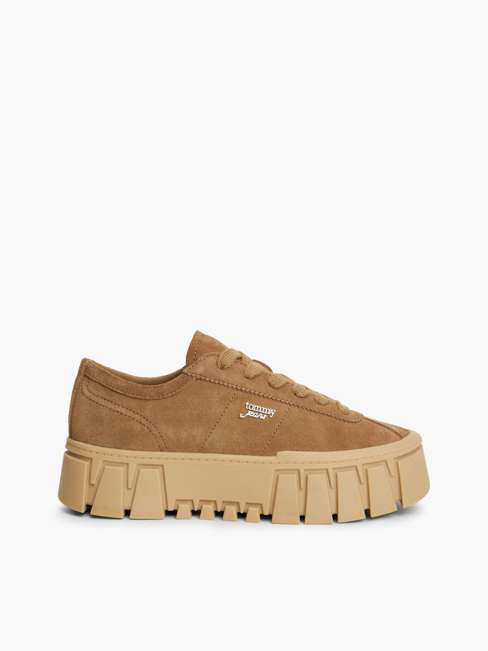 Tommy Jeans Suède platformsneaker met logo in bruin
