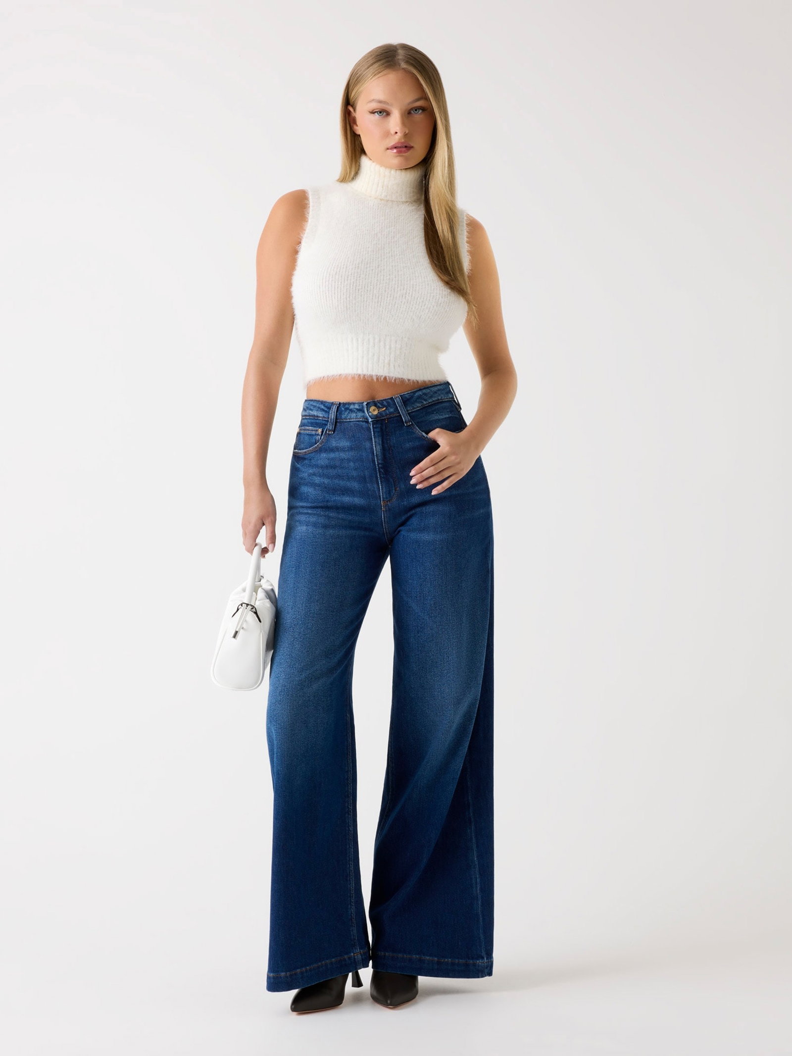 Guess Bellagio Jeans Wijde Broekspijp in blauw
