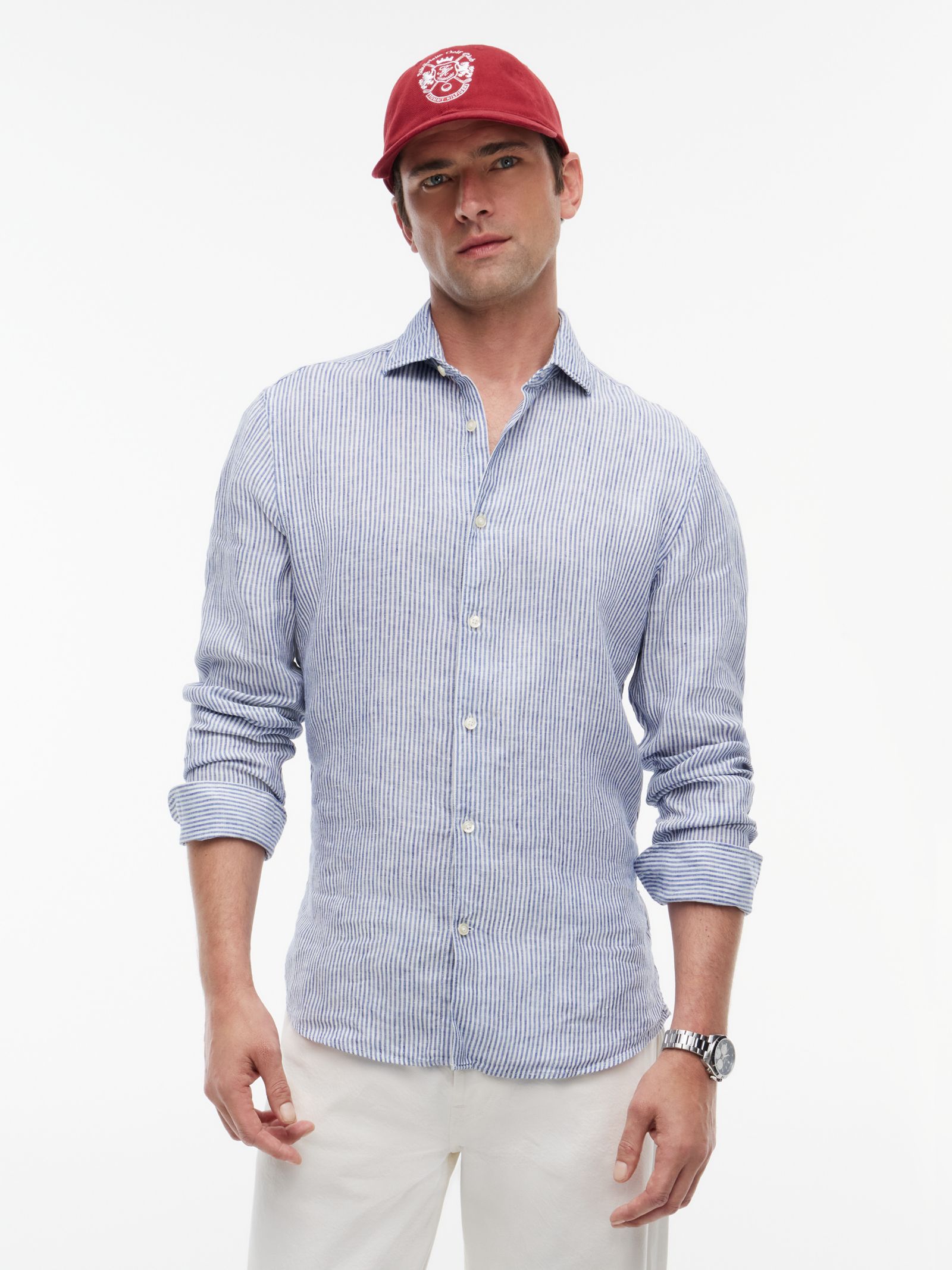 Tommy Hilfiger New York Label slim fit overhemd van linnen