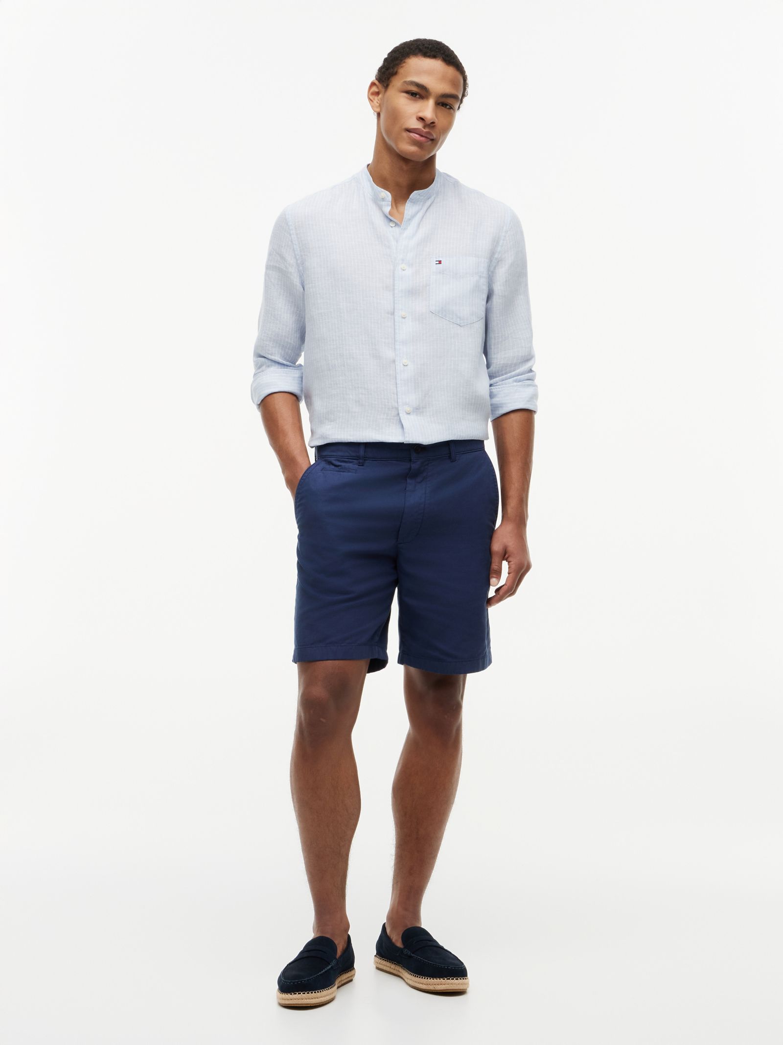 Tommy Hilfiger Dover regular straight chinoshort met wassing in marine