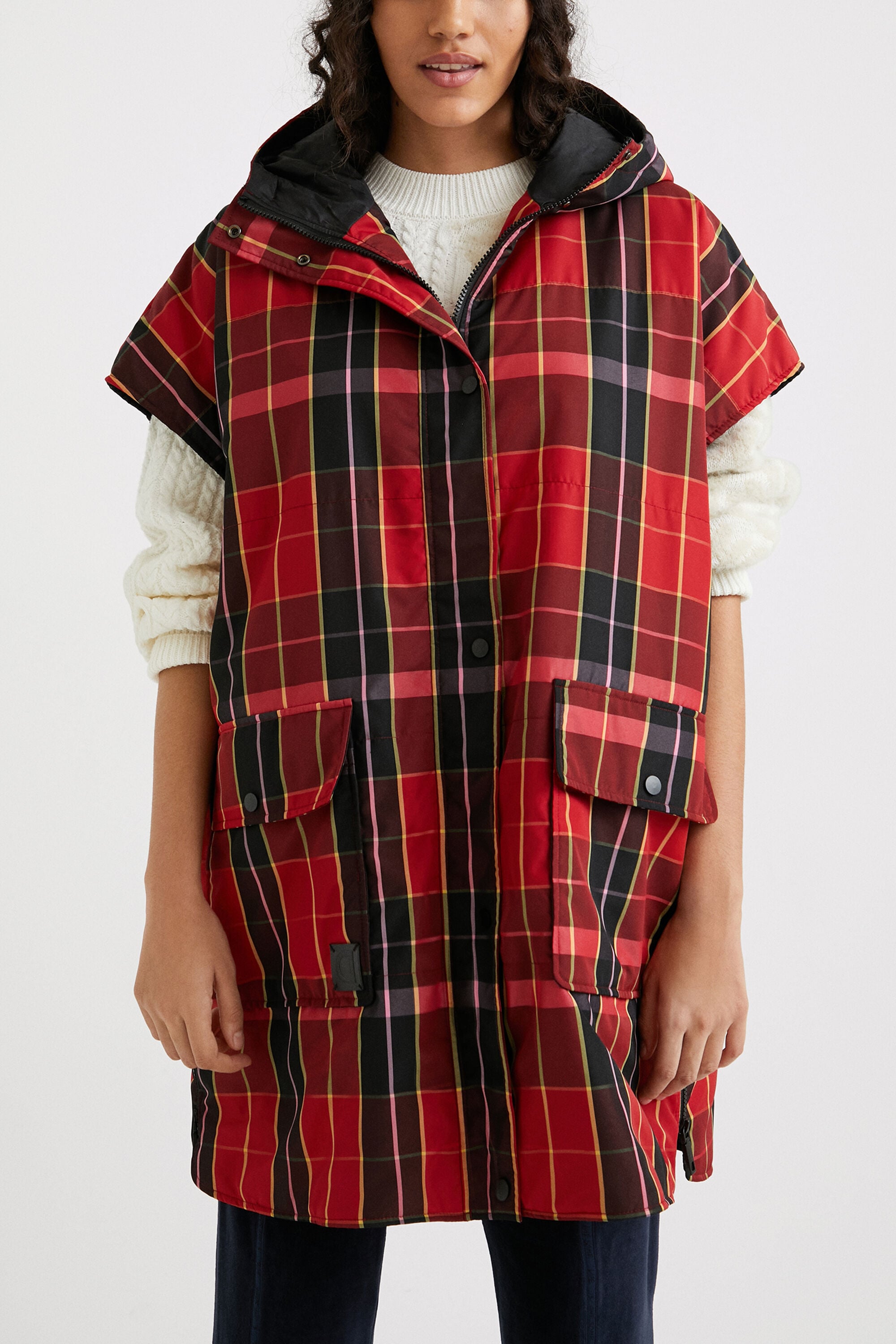 Desigual Geruite poncho (vestmodel)