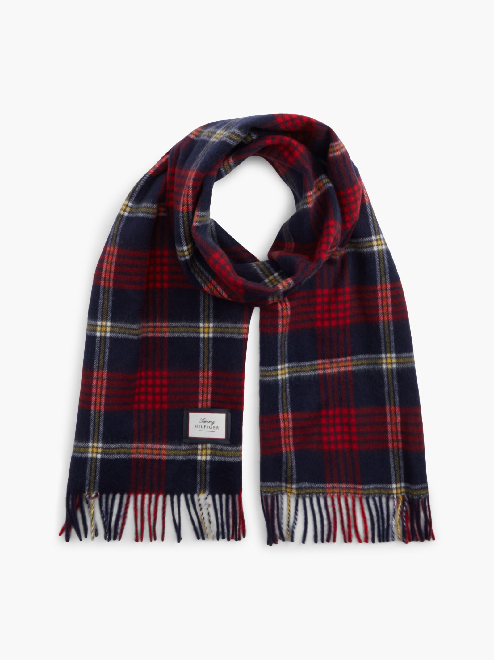 Tommy Hilfiger Sjaal van zuivere wol met jacquard ruitpatroon in marine