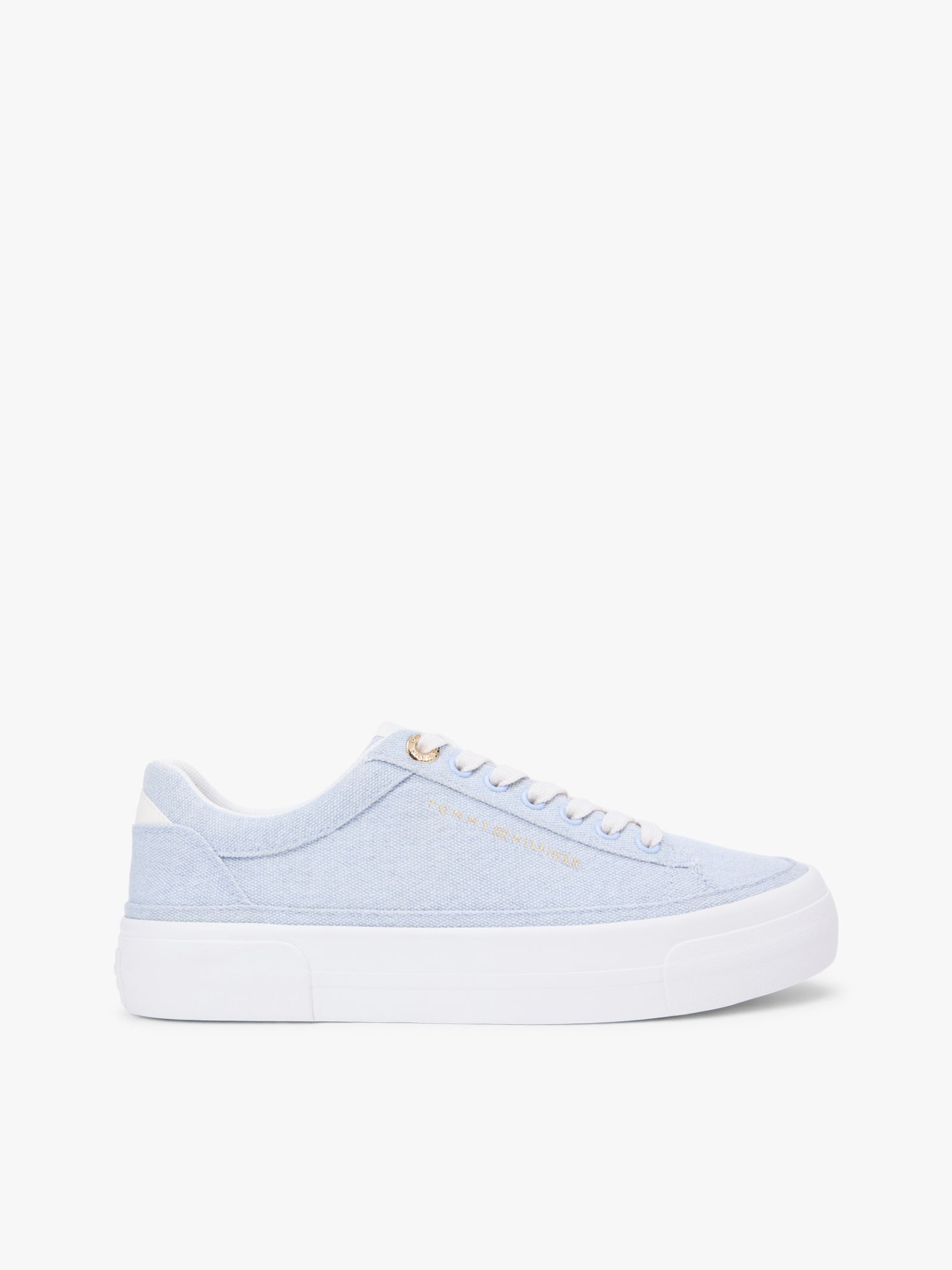 Tommy Hilfiger Platformsneaker van gewassen canvas in blauw