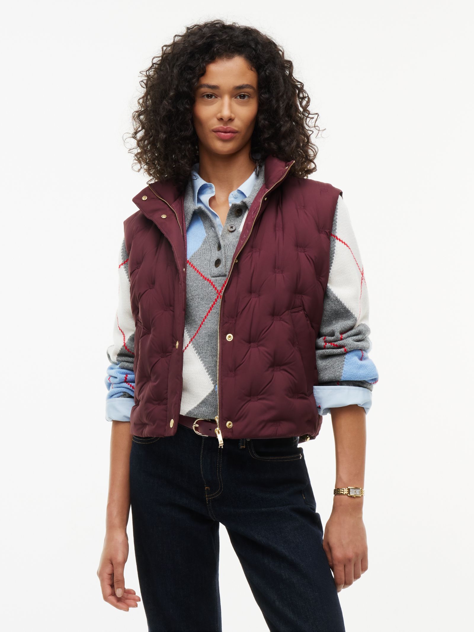 Tommy Hilfiger Doorgestikte lichtgewicht bodywarmer met dons en vlag in rood