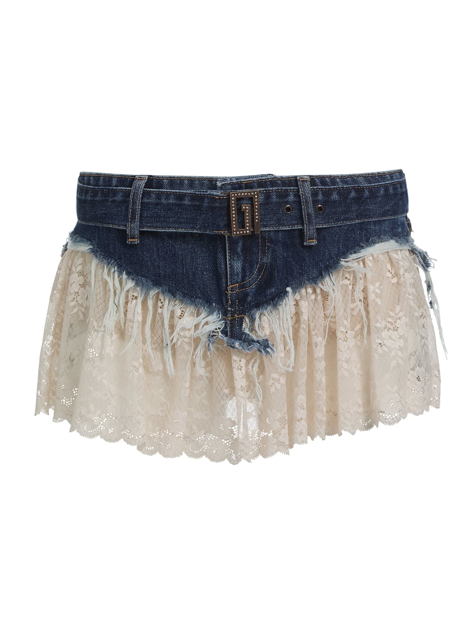 Guess Denim Minirok Met Kant