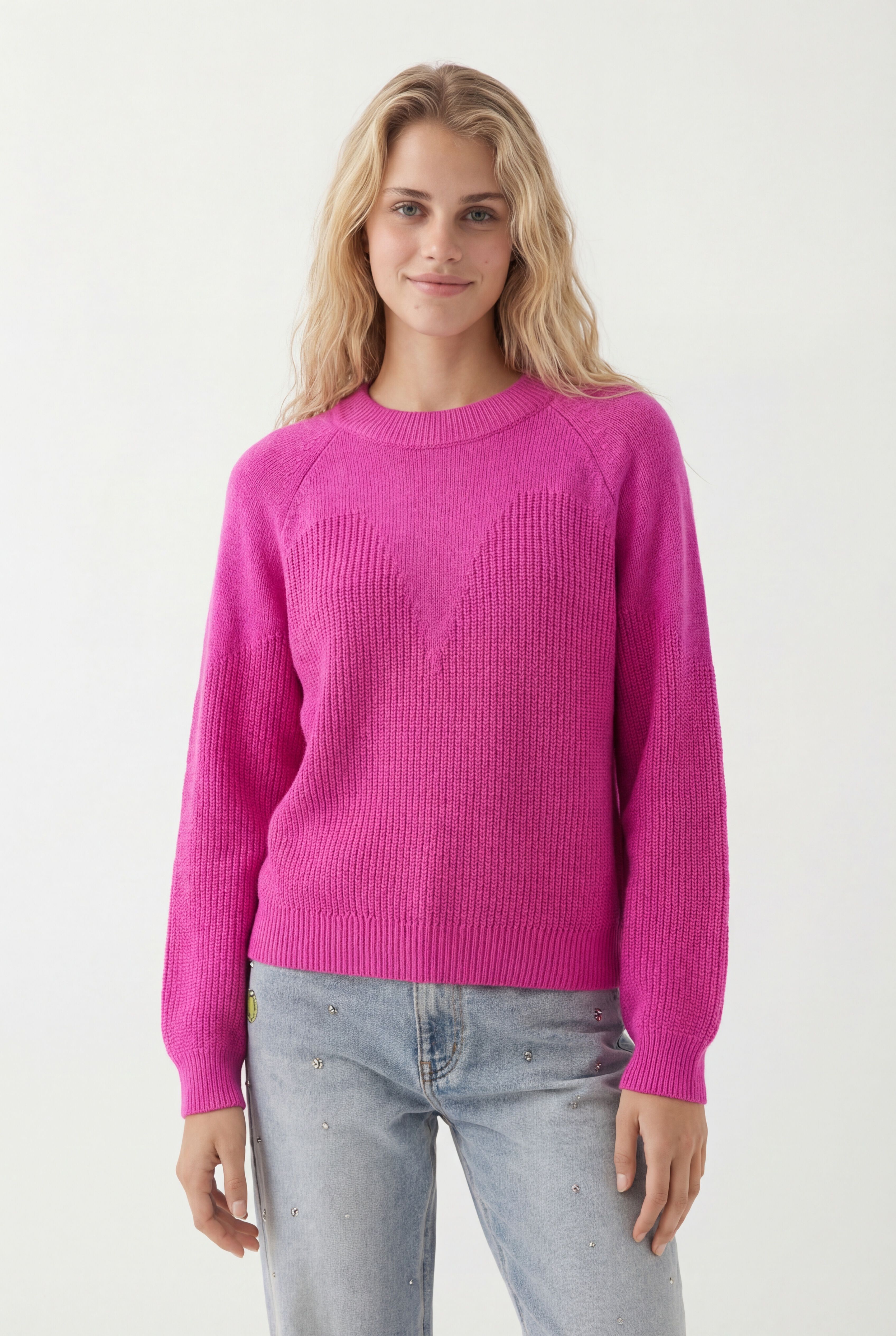 Desigual Effen trui met doorschijnende delen in roze