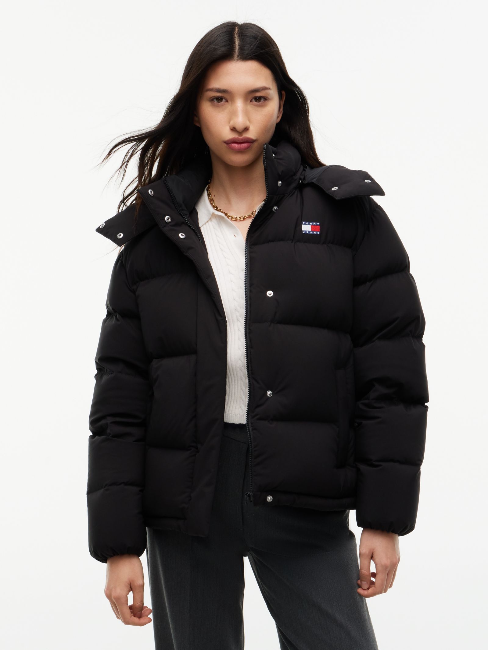 Tommy Jeans Relaxed Alaska Pufferjack met dons in zwart