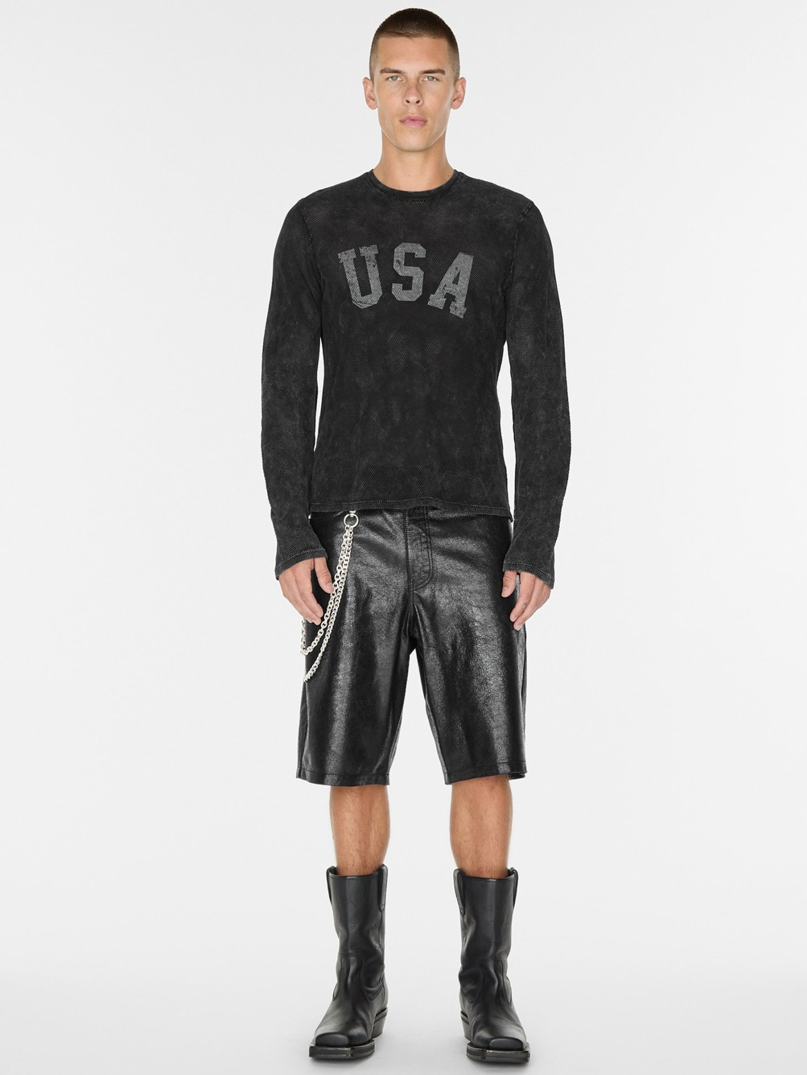 Guess Leren Shorts Hoge Taille in zwart