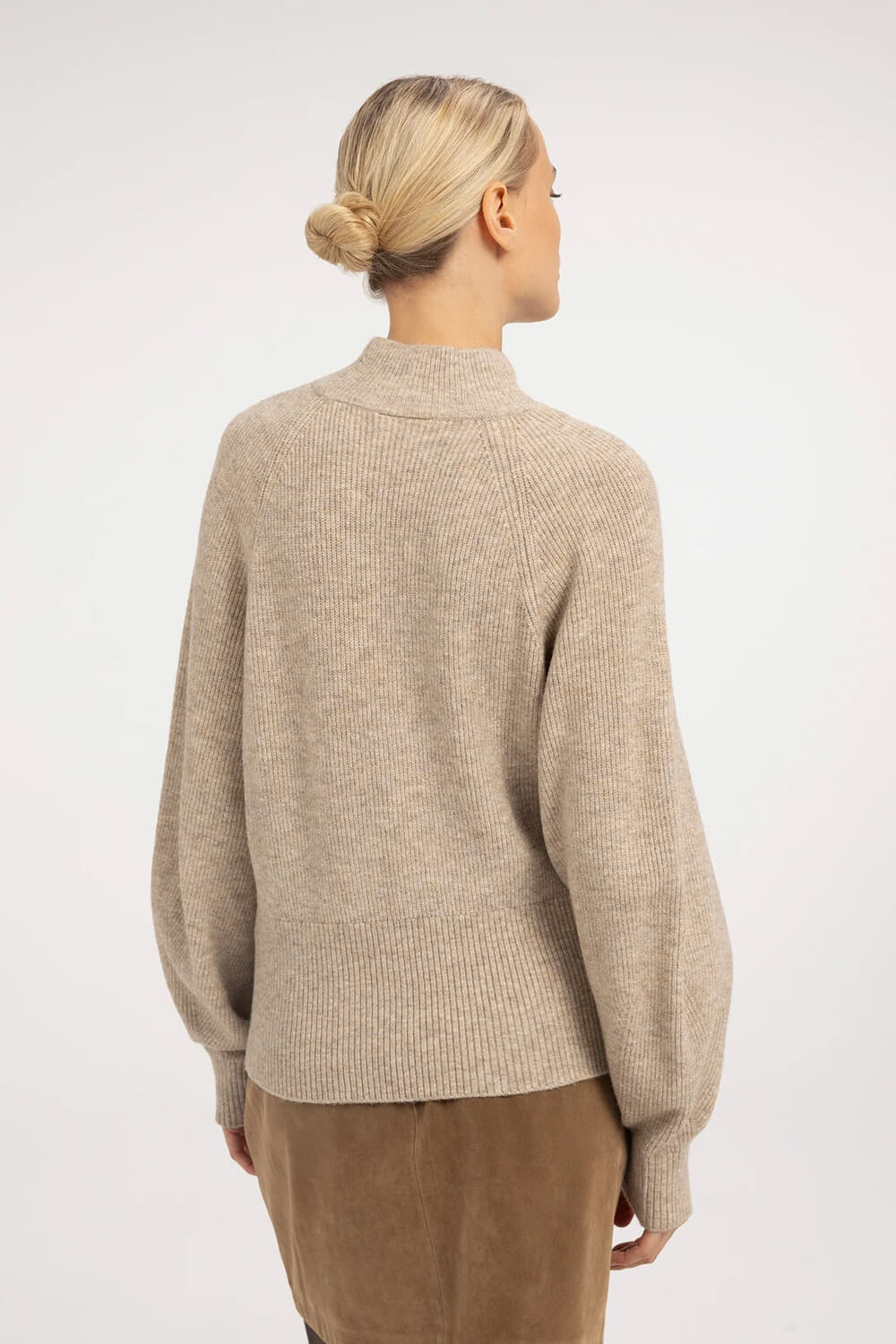 Yaya Fijngebreide Coltrui Beige dames