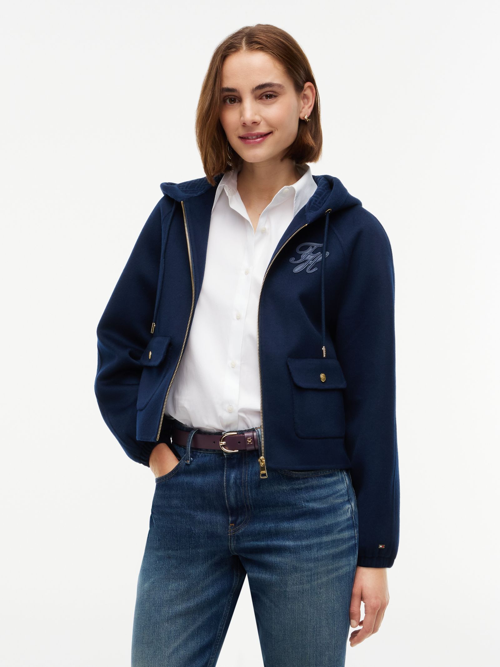 Tommy Hilfiger Relaxed jack met capuchon van dubbelzijdige wolmix
