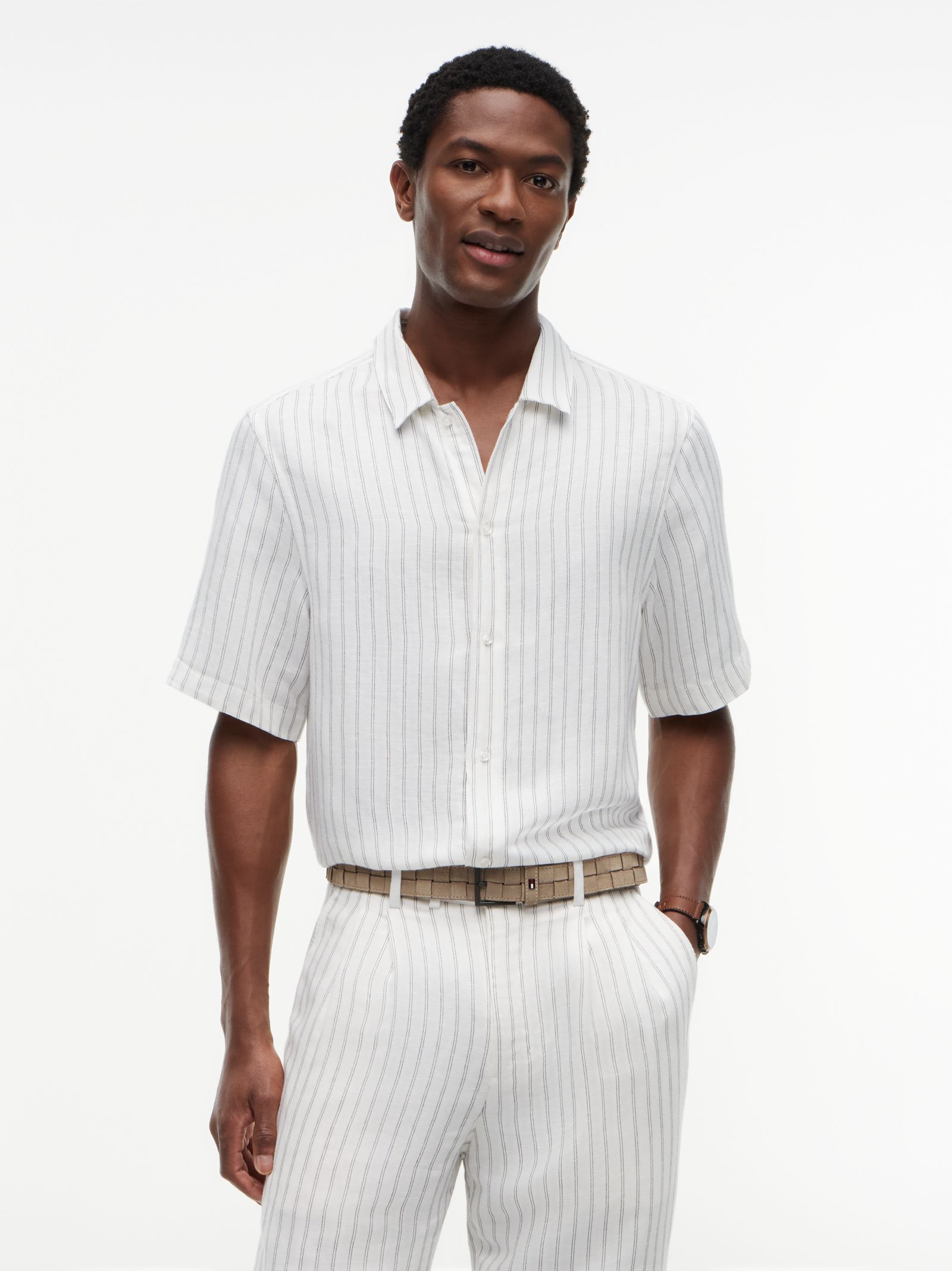 Tommy Hilfiger New York Label relaxed fit overhemd met linnen