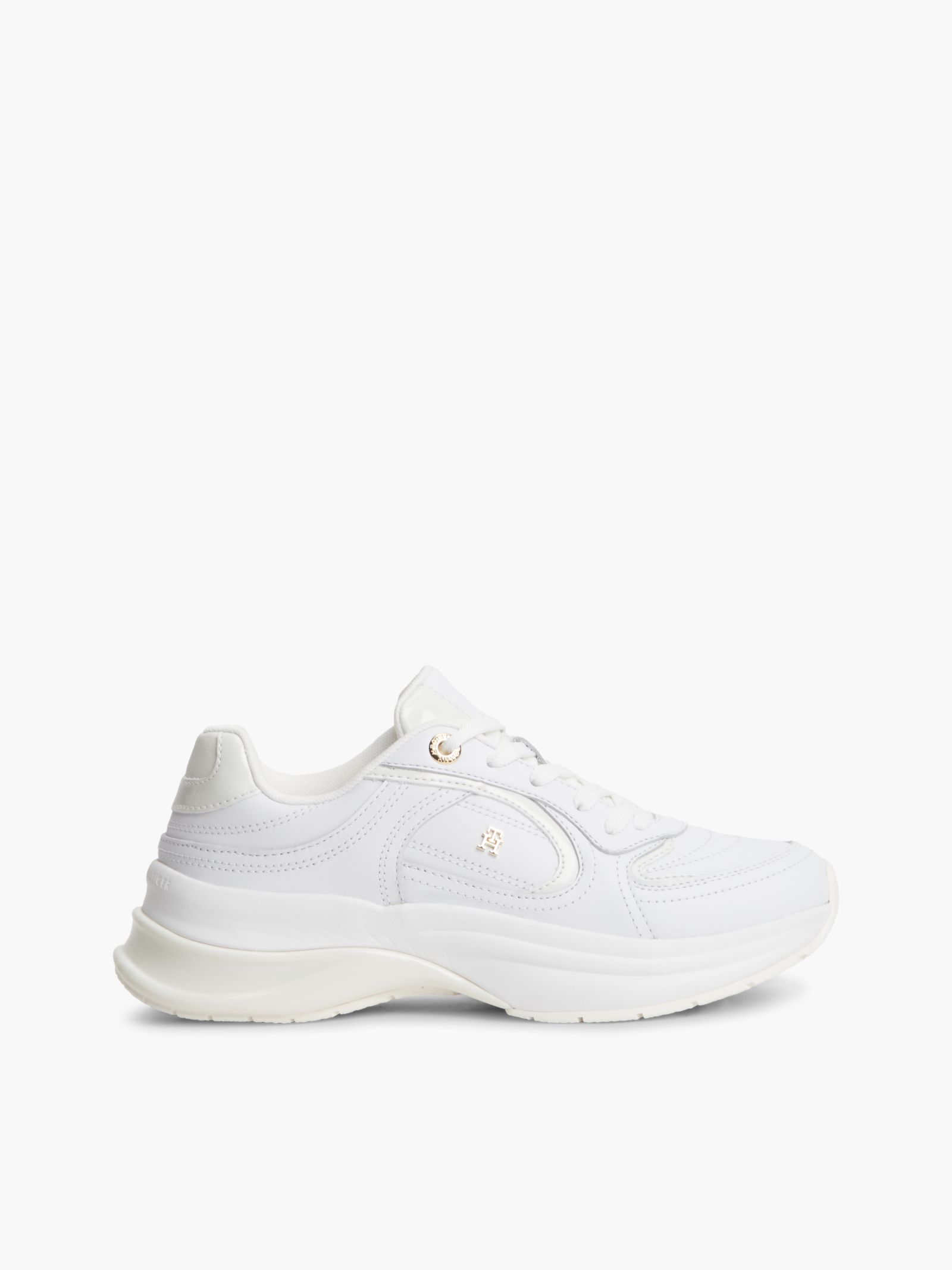 Tommy Hilfiger Chunky leren sneaker met TH monogram in wit