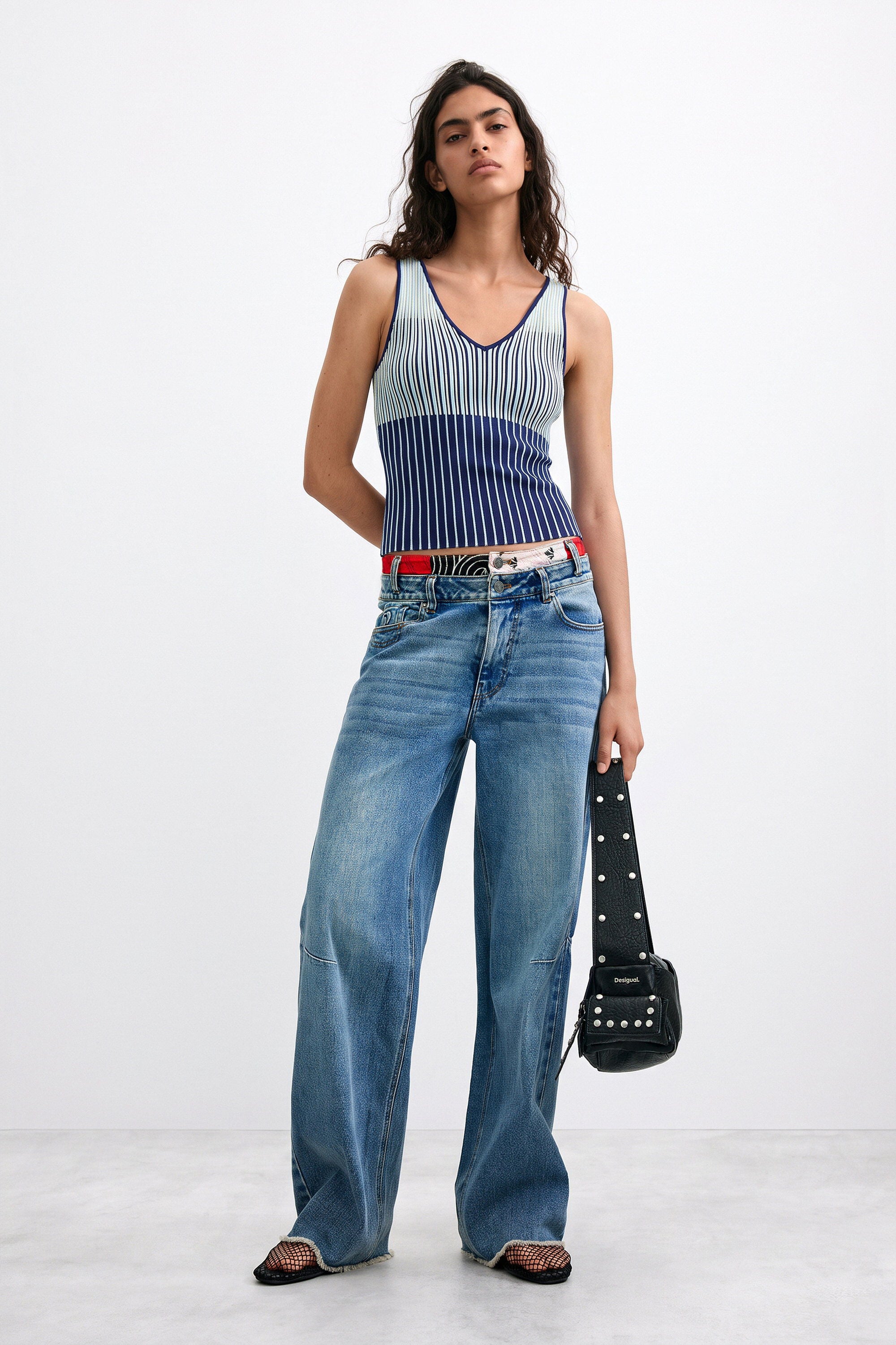 Desigual Mouwloze gebreide top