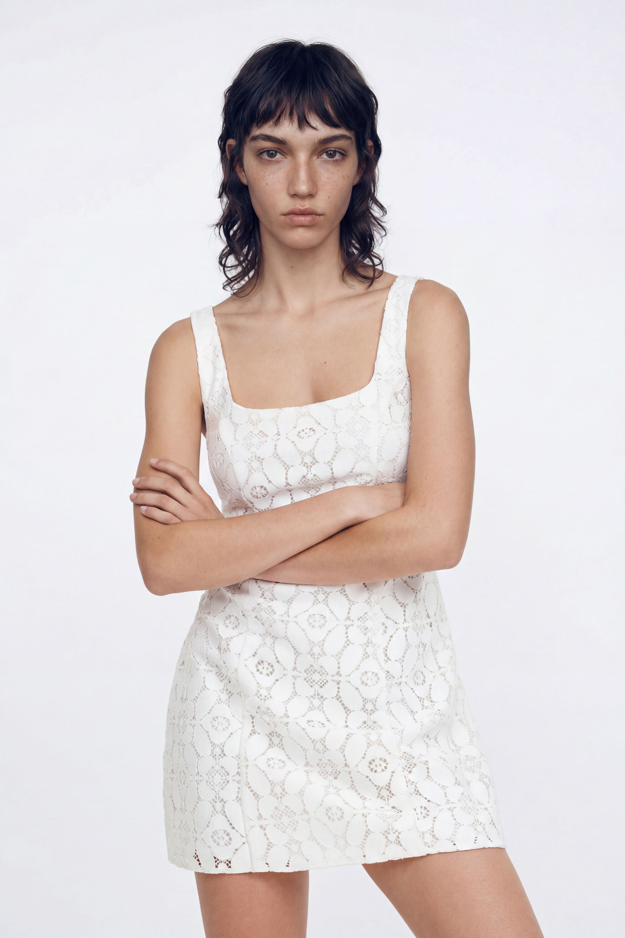 Desigual Korte jurk met kant in wit