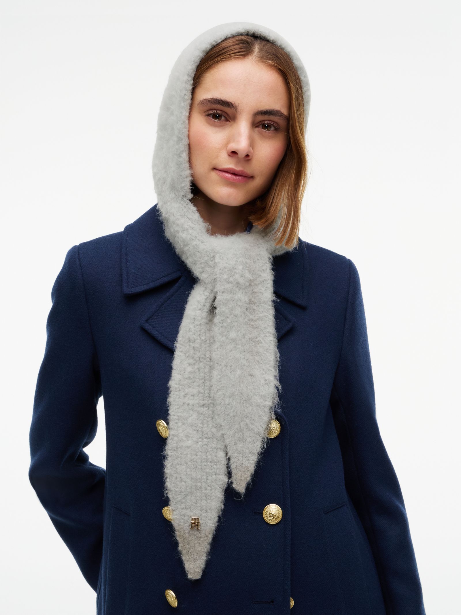 Tommy Hilfiger Chic gebreide capuchon met alpaca in grijs